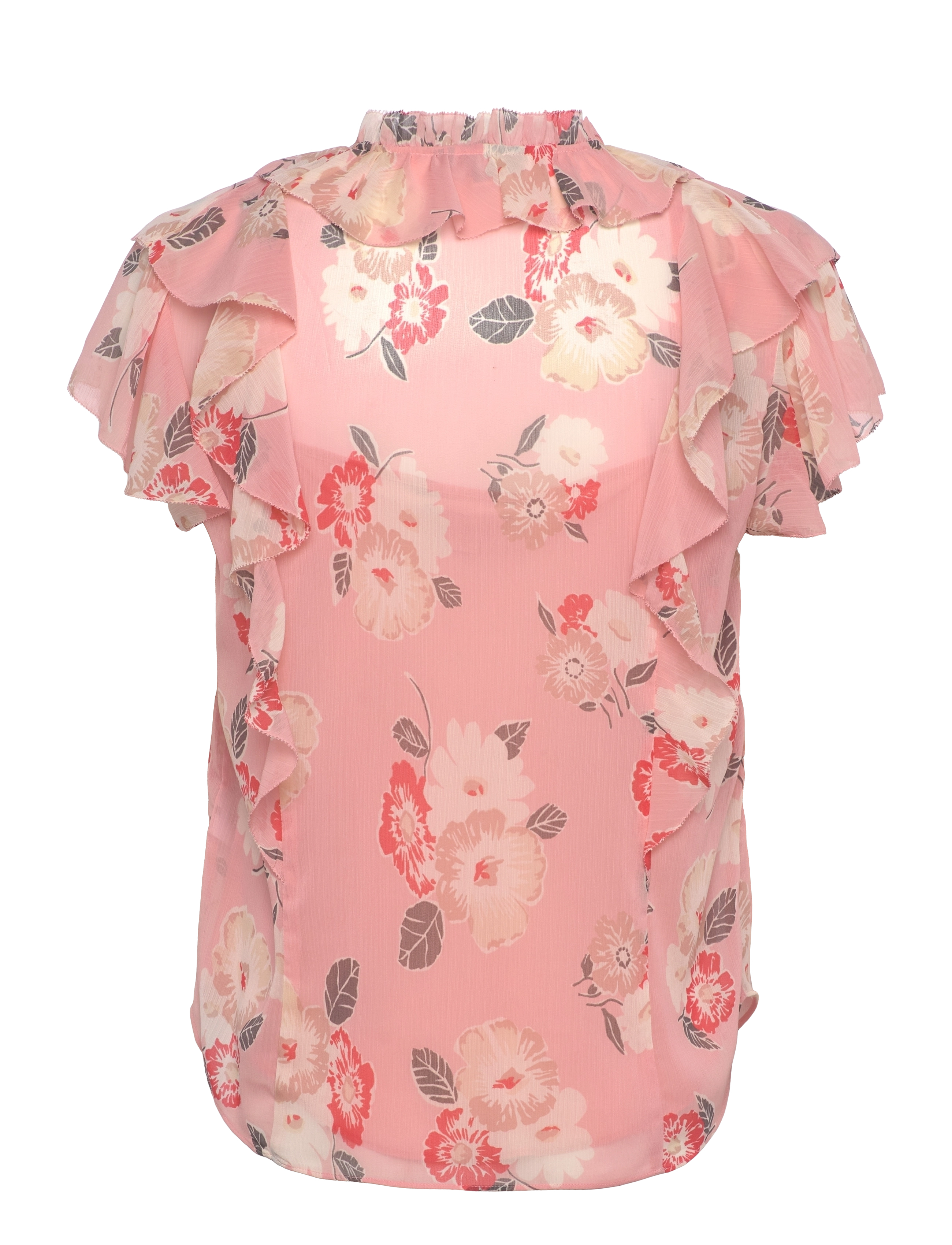 Lauren Ralph Lauren - Floral Ruffle-Trim Georgette Blouse - pink multi - 1