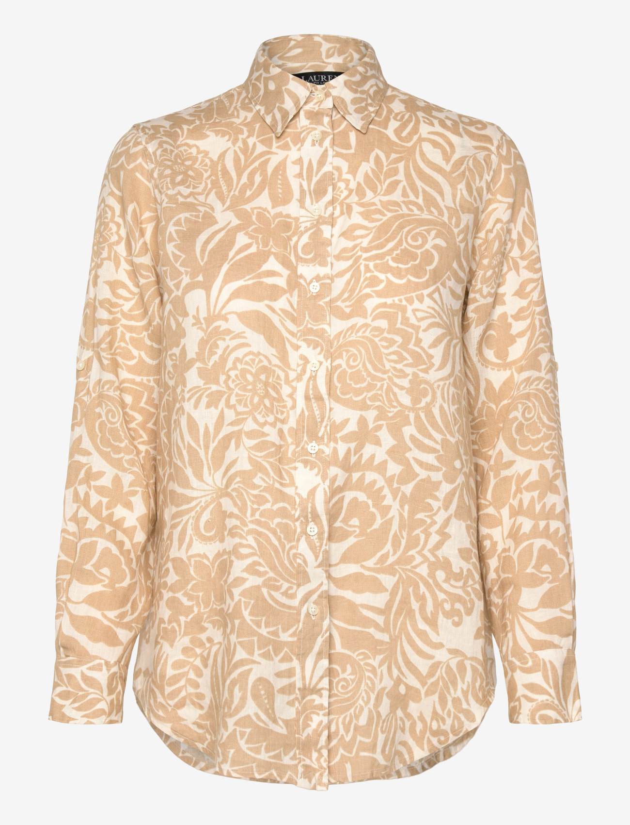 Lauren Ralph Lauren - Relaxed Fit Floral Linen Shirt - cream/tan - 0
