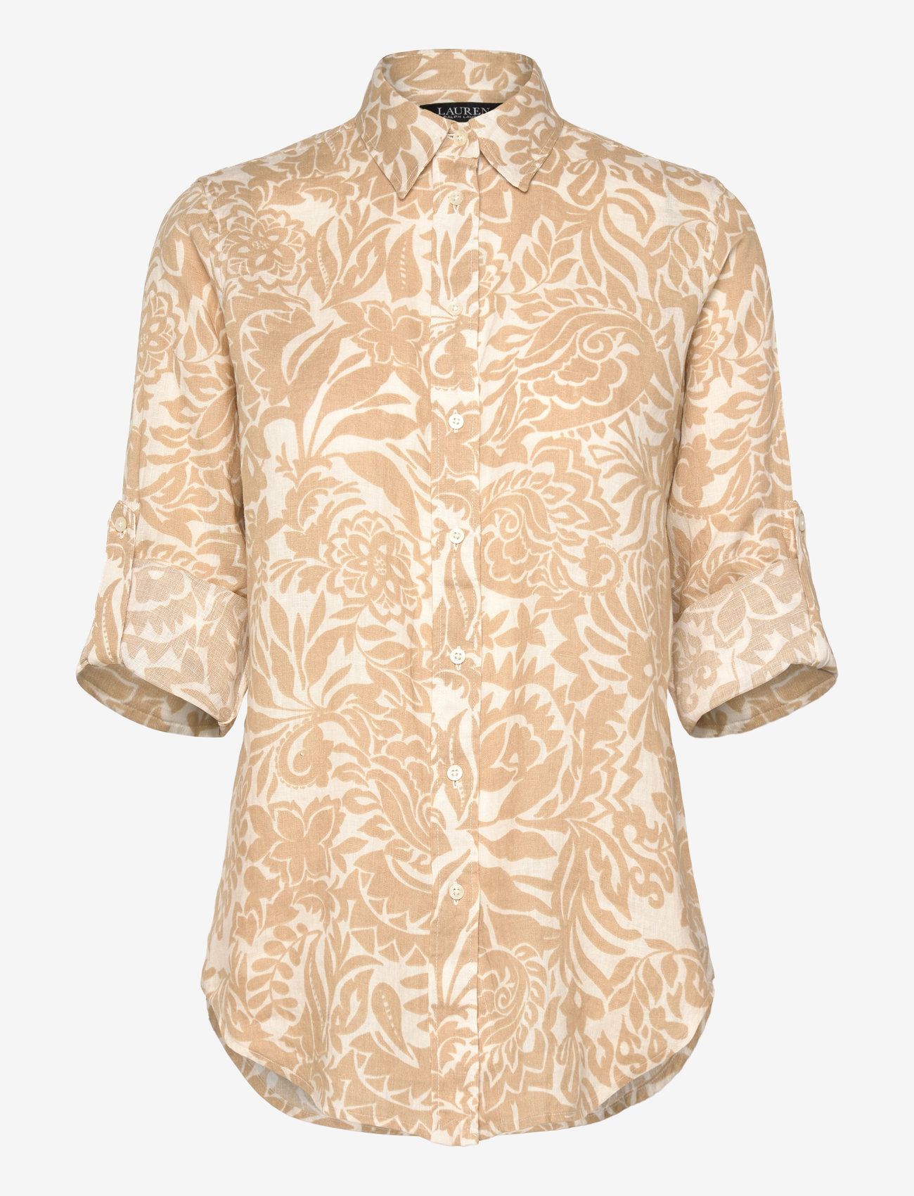 Lauren Ralph Lauren - Relaxed Fit Floral Linen Shirt - cream/tan - 2
