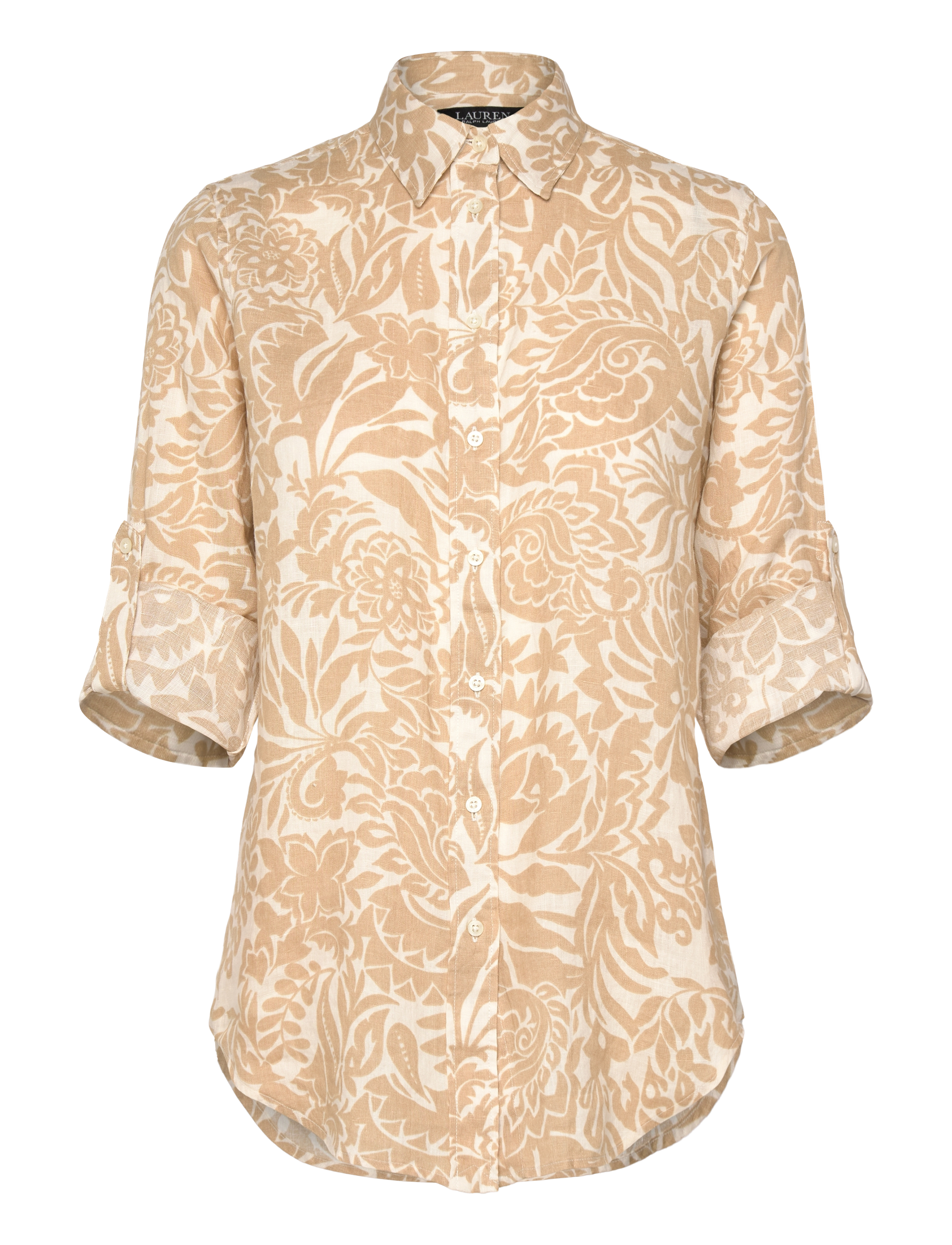 Lauren Ralph Lauren - Relaxed Fit Floral Linen Shirt - cream/tan - 2
