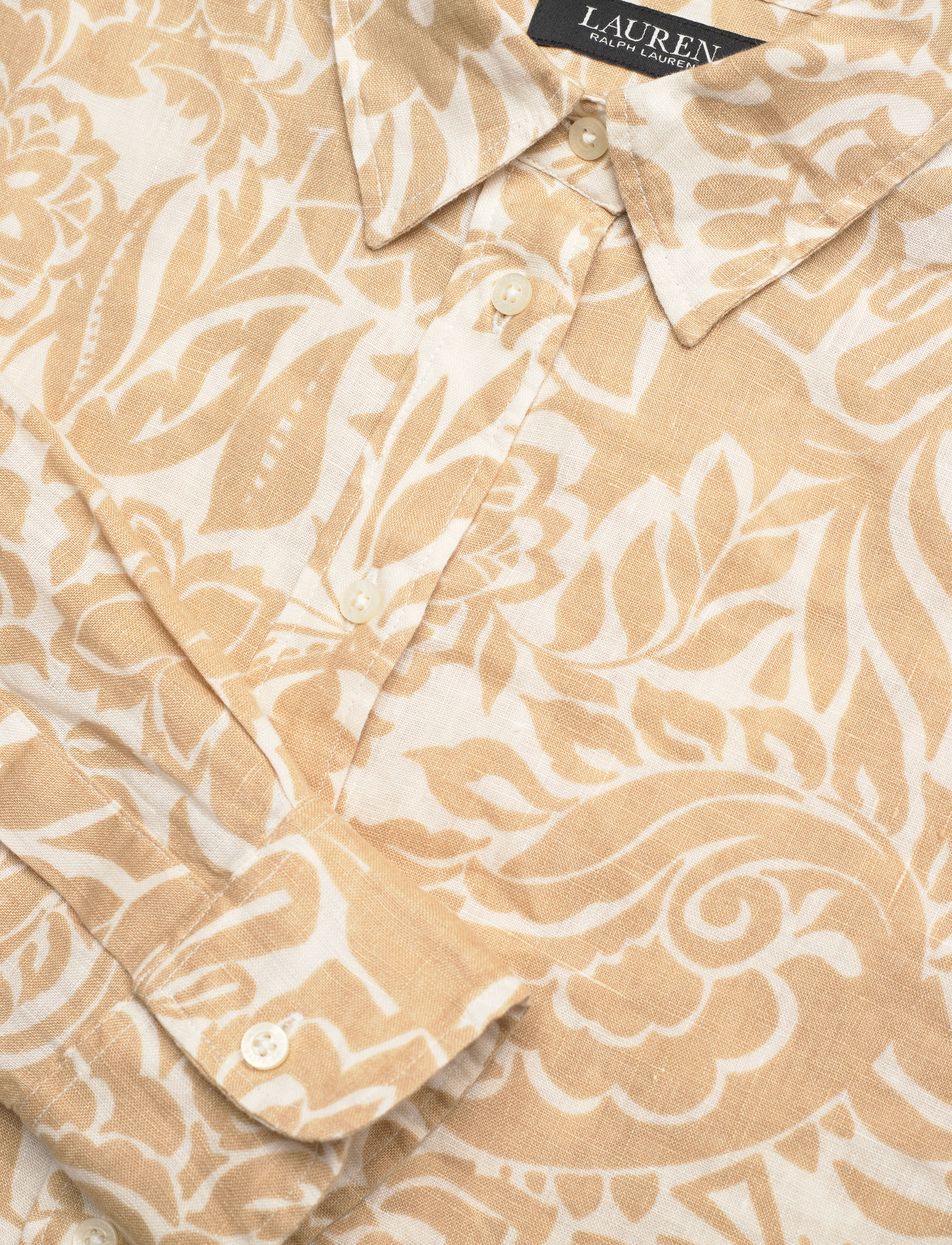 Lauren Ralph Lauren - Relaxed Fit Floral Linen Shirt - cream/tan - 3