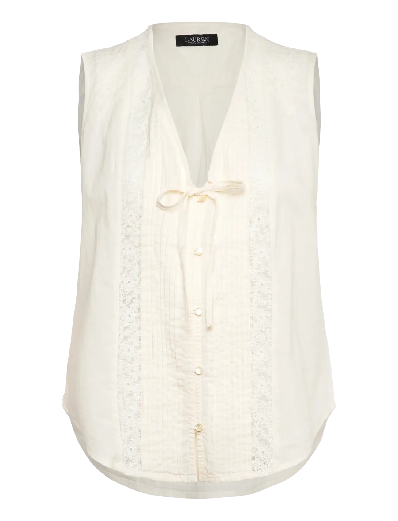 Lauren Ralph Lauren Embroidered Voile Sleeveless Blouse - Bluser - MASCARPONE CREAM / cream