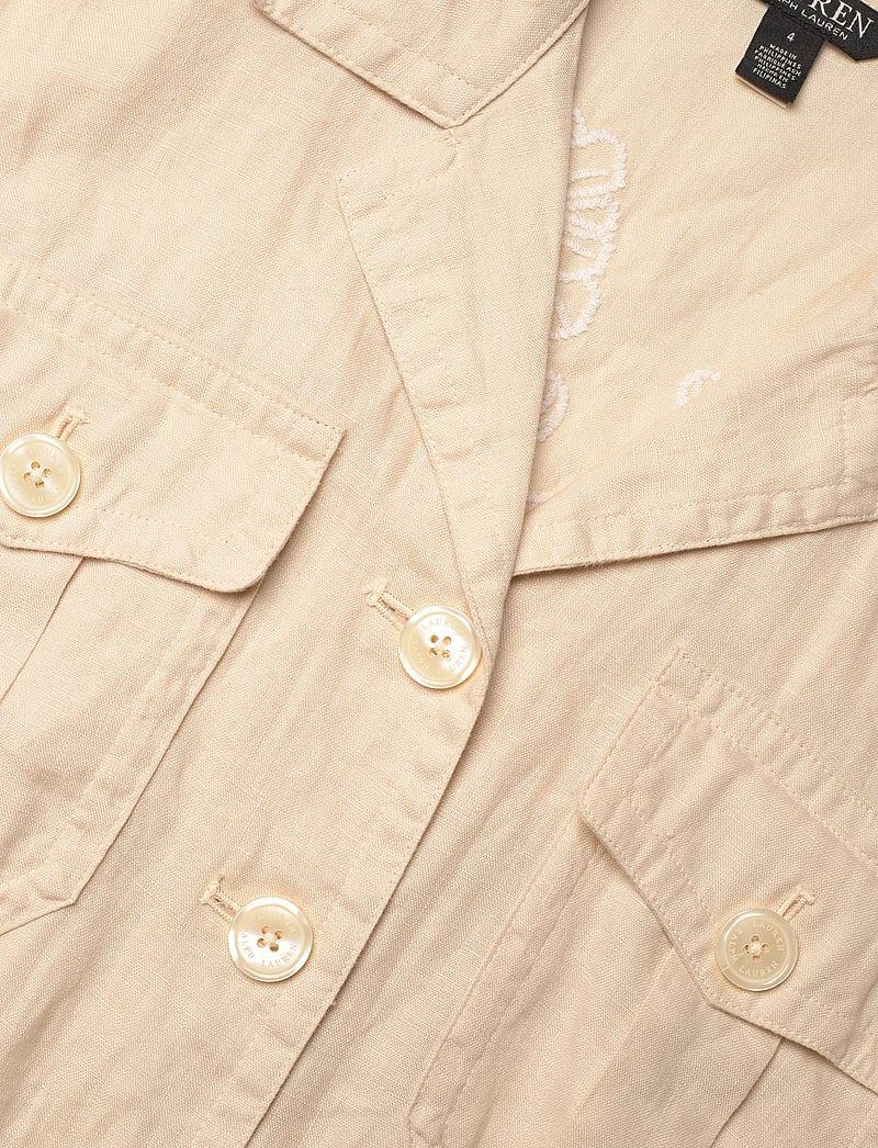 Lauren Ralph Lauren - Embroidered Linen Short-Sleeve Jumpsuit - pükskostüümid - ivory beige - 2