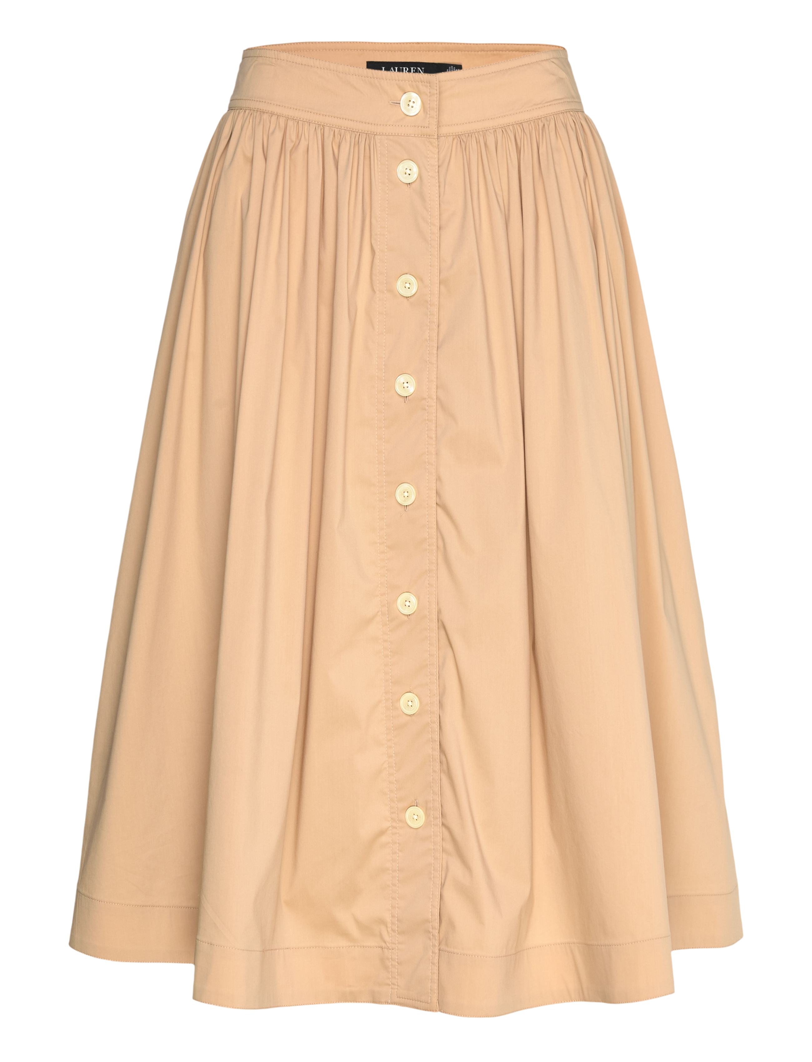 LAUREN RALPH LAUREN Button-Front Baumwolle-Blend Rock Beige - 38 - Damen