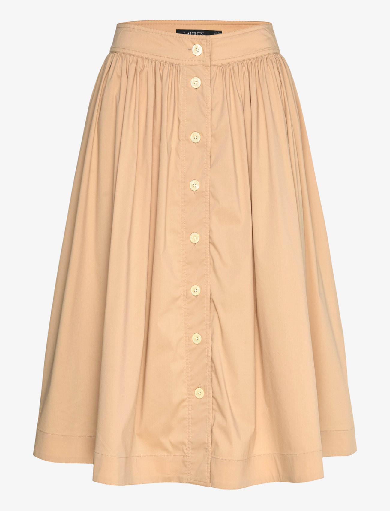Lauren Ralph Lauren - Button-Front Cotton-Blend Skirt - midi kjolar - sand dune - 0