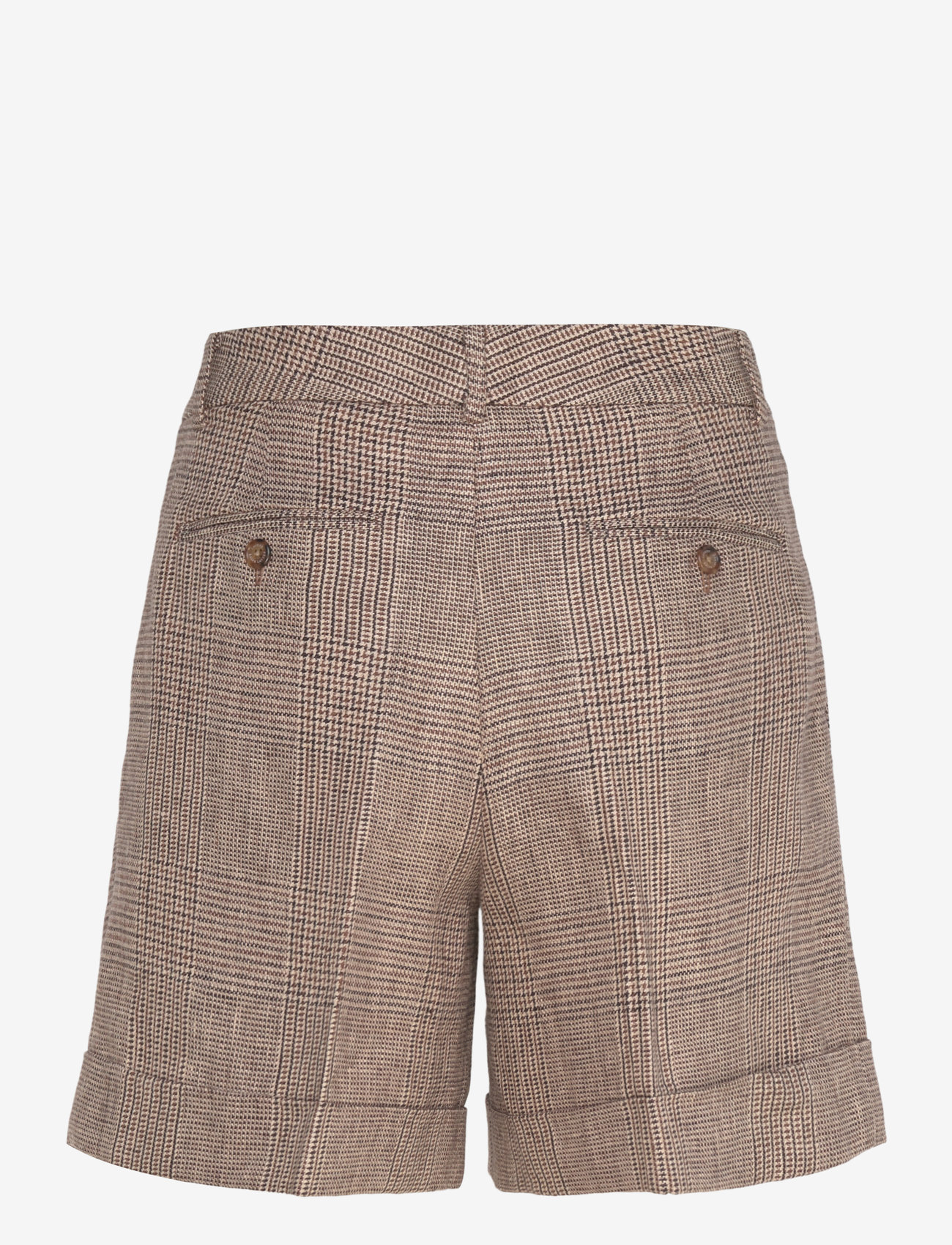 Lauren Ralph Lauren - Glen Check Pleated Linen Twill Short - linased lühikesed püksid - brown/tan multi - 1
