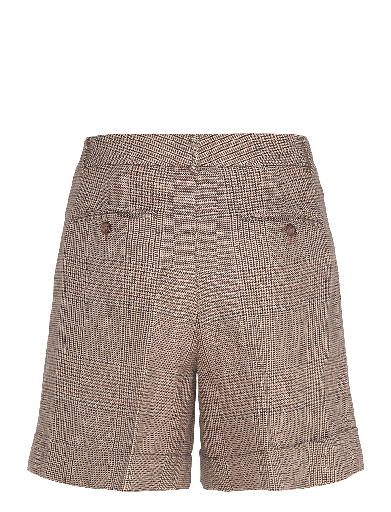 Lauren Ralph Lauren - Glen Check Pleated Linen Twill Short - linased lühikesed püksid - brown/tan multi - 1