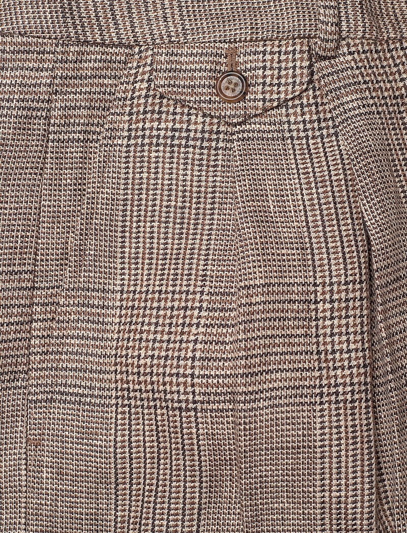Lauren Ralph Lauren - Glen Check Pleated Linen Twill Short - linased lühikesed püksid - brown/tan multi - 2
