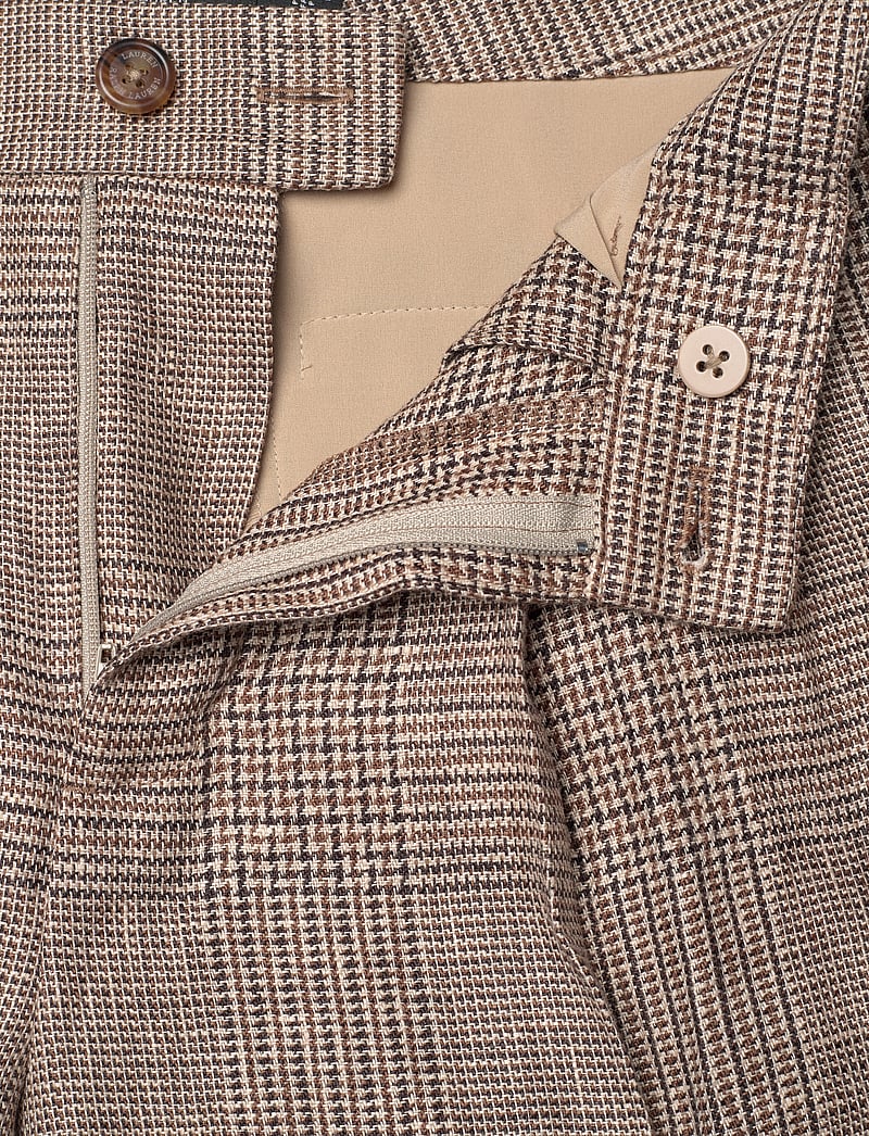 Lauren Ralph Lauren - Glen Check Pleated Linen Twill Short - linased lühikesed püksid - brown/tan multi - 3