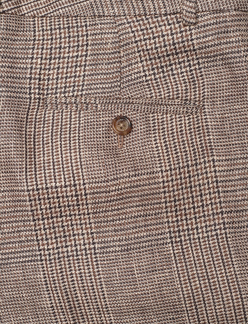 Lauren Ralph Lauren - Glen Check Pleated Linen Twill Short - linased lühikesed püksid - brown/tan multi - 4