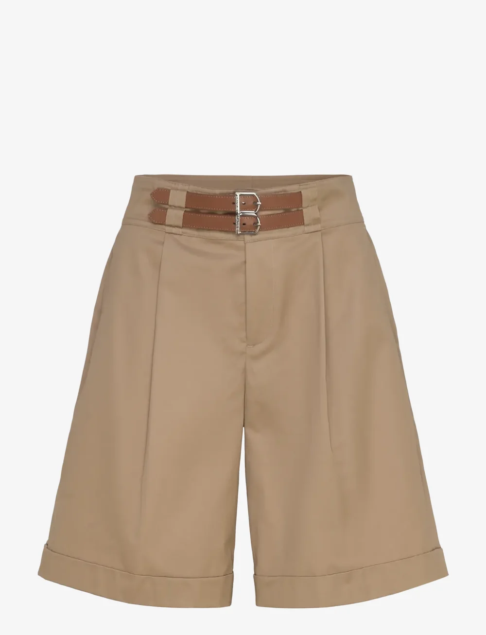Lauren Ralph Lauren - Buckle-Trim Pleated Cotton Twill Short - chino lühikesed püksid - madison tan - 0