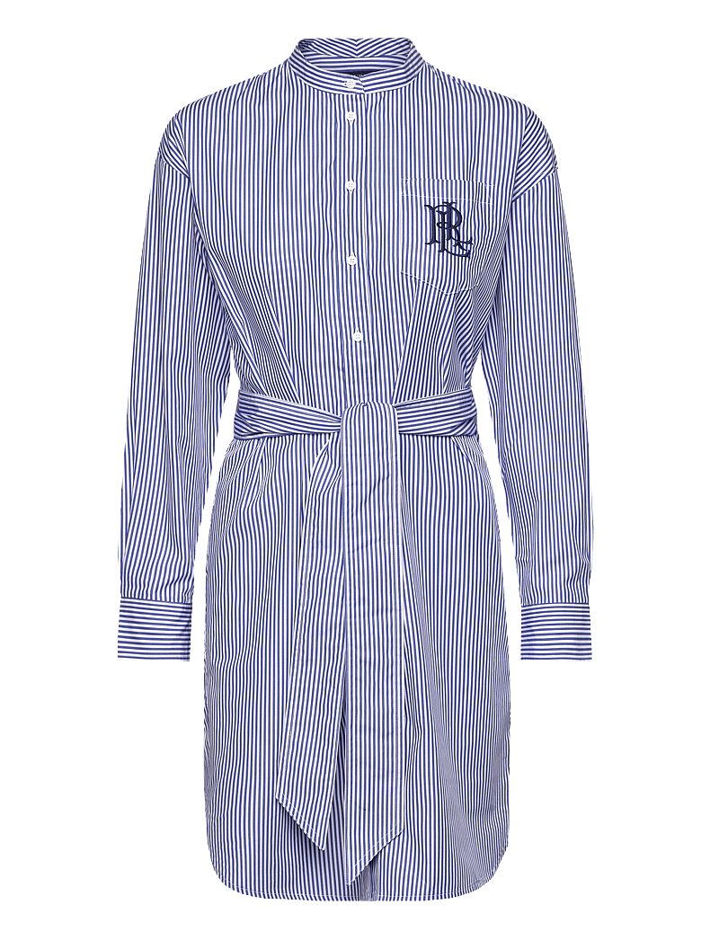 Lauren Ralph Lauren - Striped Belted Broadcloth Shirtdress - särkkleidid - blue/white - 0