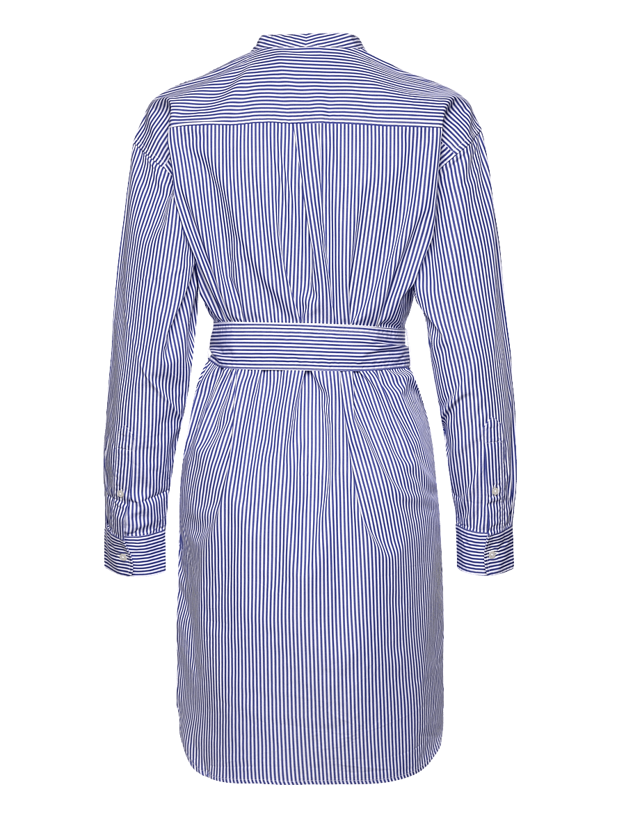 Lauren Ralph Lauren - Striped Belted Broadcloth Shirtdress - blue/white - 1