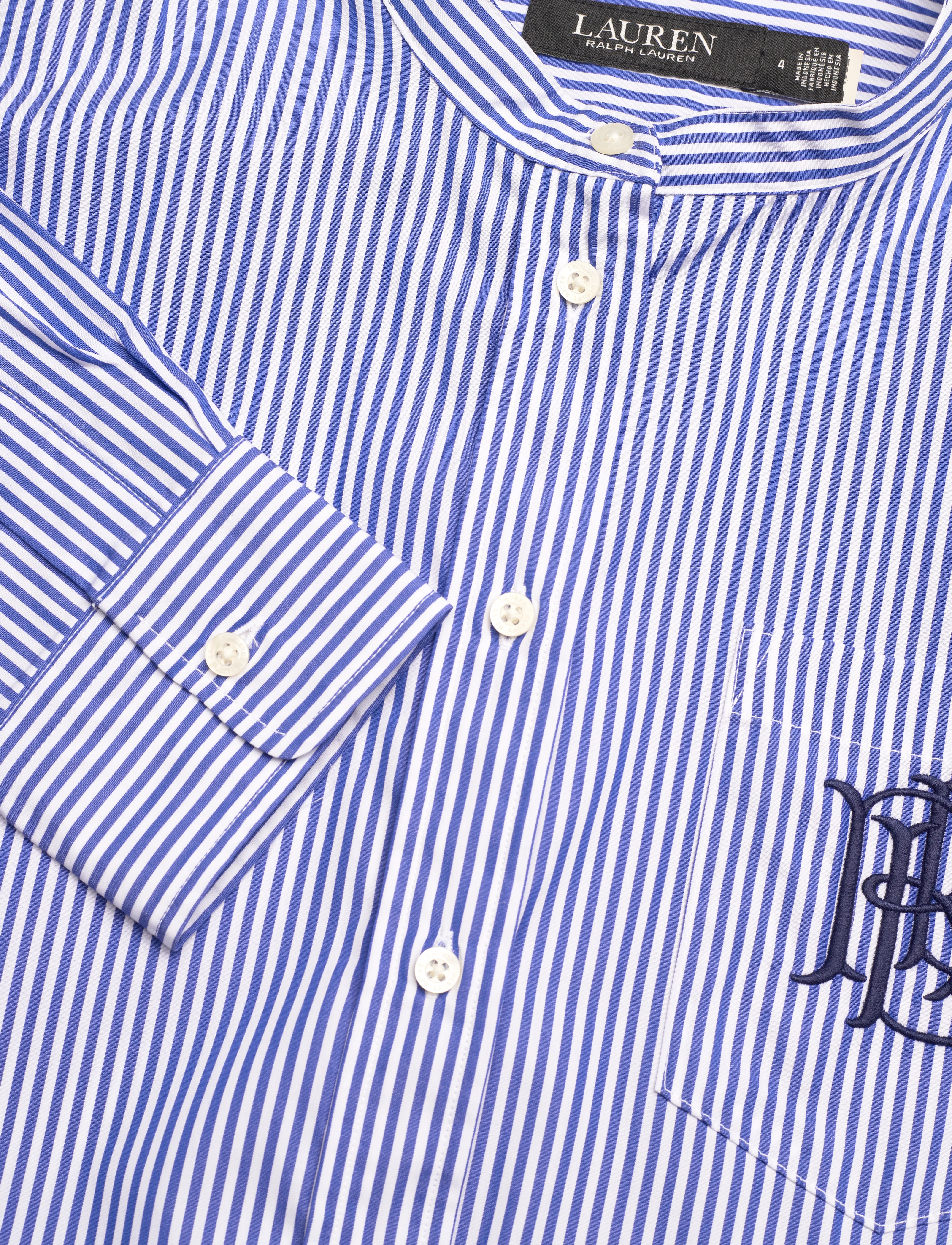 Lauren Ralph Lauren - Striped Belted Broadcloth Shirtdress - blue/white - 2