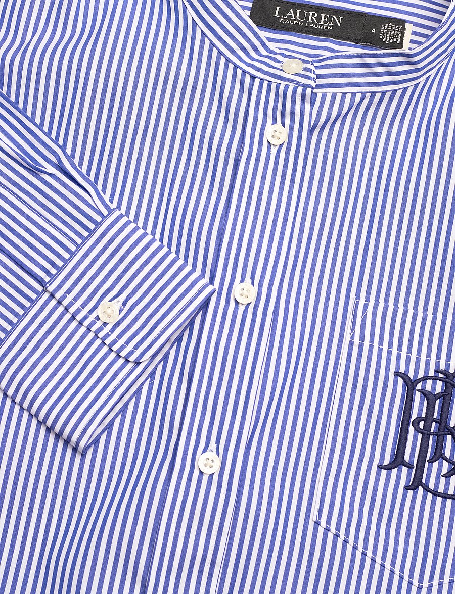 Lauren Ralph Lauren - Striped Belted Broadcloth Shirtdress - blue/white - 2