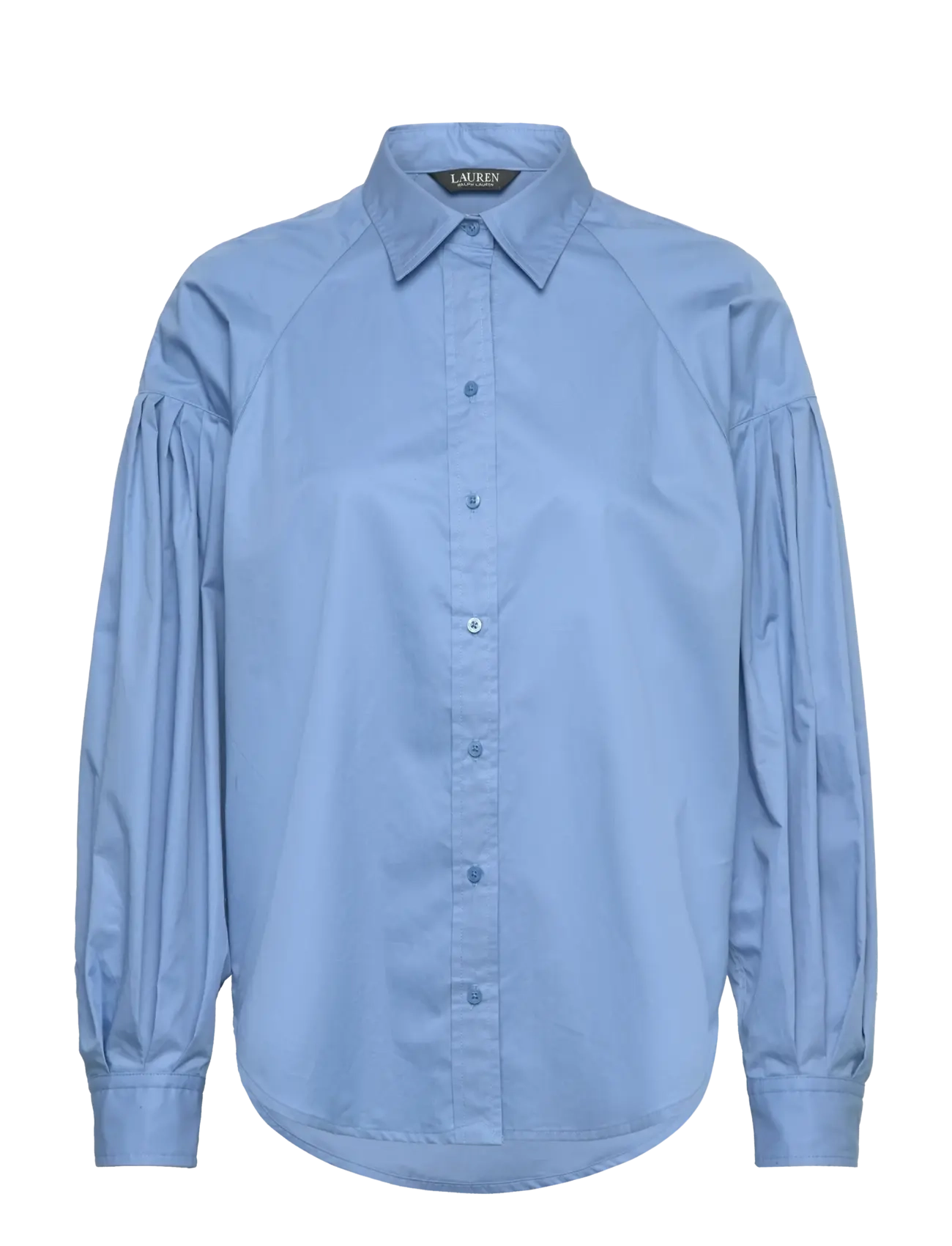 Lauren Ralph Cotton Poplin Blouson-Sleeve Shirt, XL, Shirts, Blau - Long-sleeved, Frauen