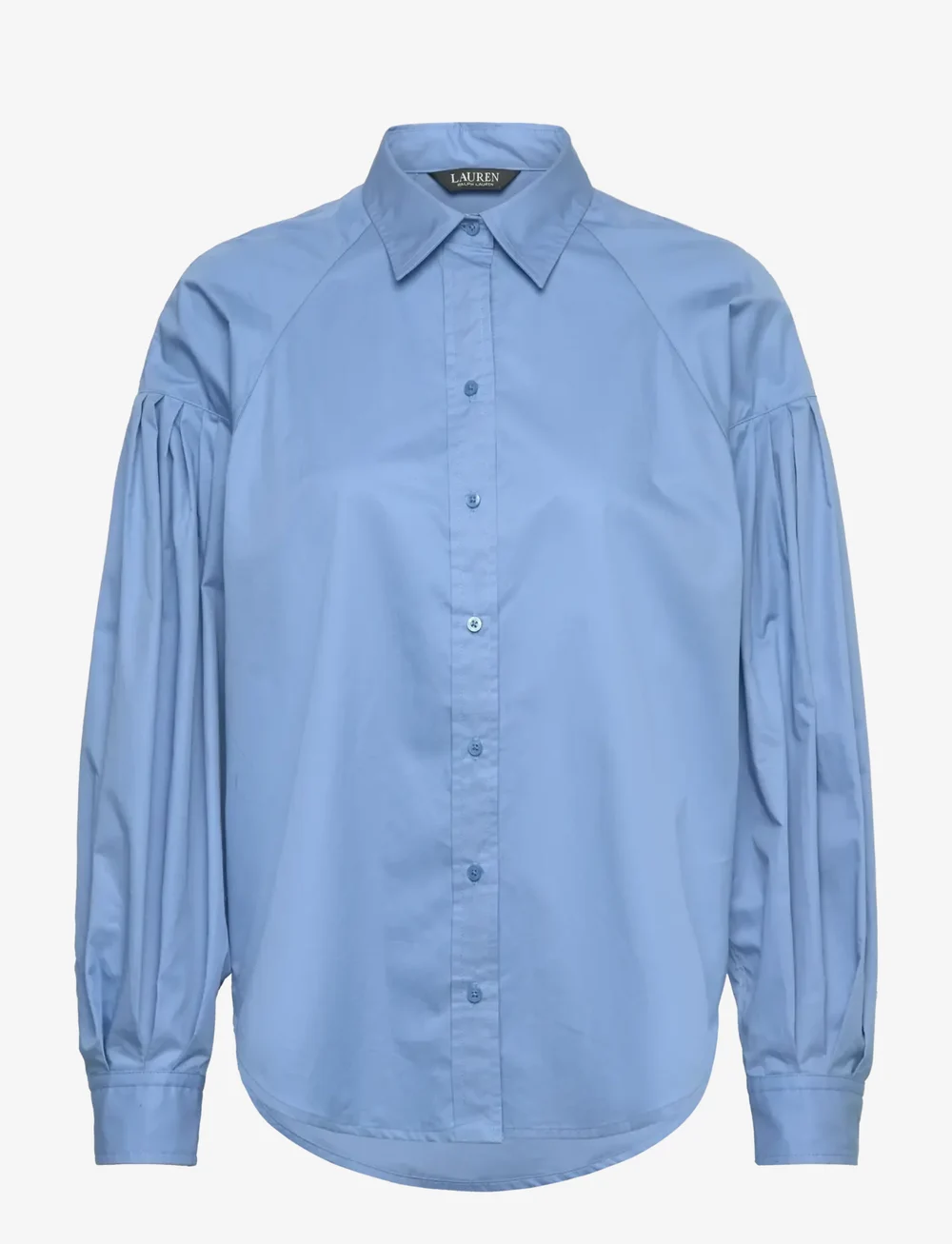 Lauren Ralph Lauren - Cotton Poplin Blouson-Sleeve Shirt - langærmede skjorter - sky blue - 0