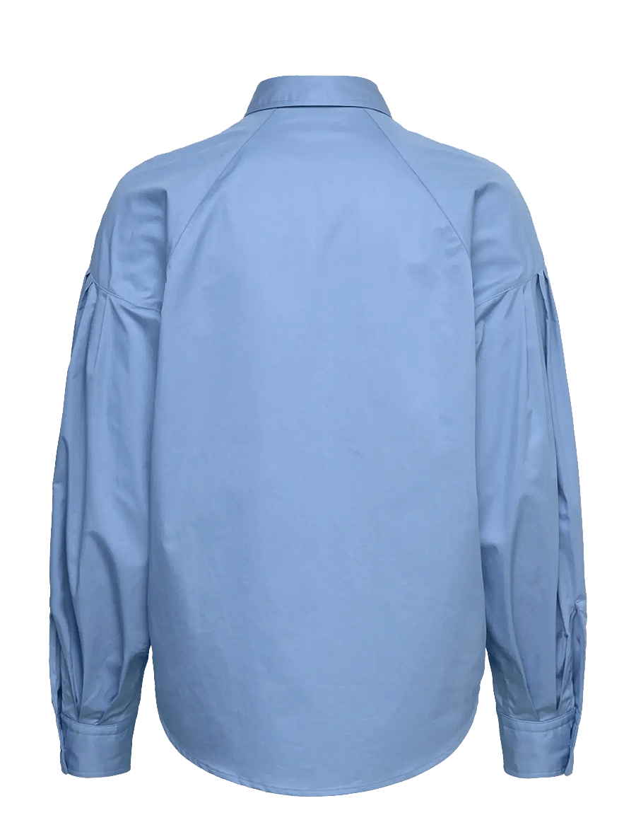 Lauren Ralph Lauren - Cotton Poplin Blouson-Sleeve Shirt - langärmlige hemden - sky blue - 1
