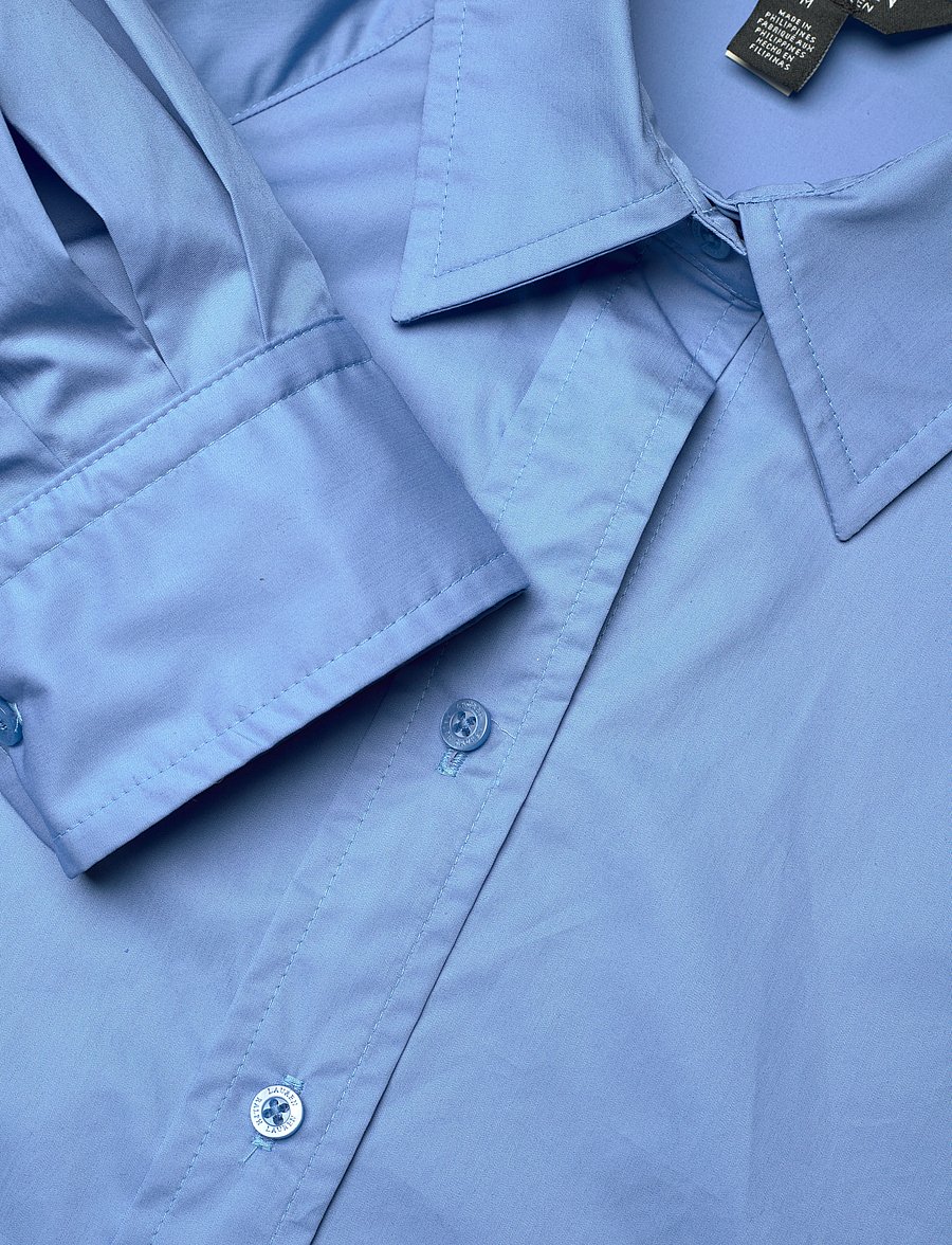 Lauren Ralph Lauren - Cotton Poplin Blouson-Sleeve Shirt - langärmlige hemden - sky blue - 2
