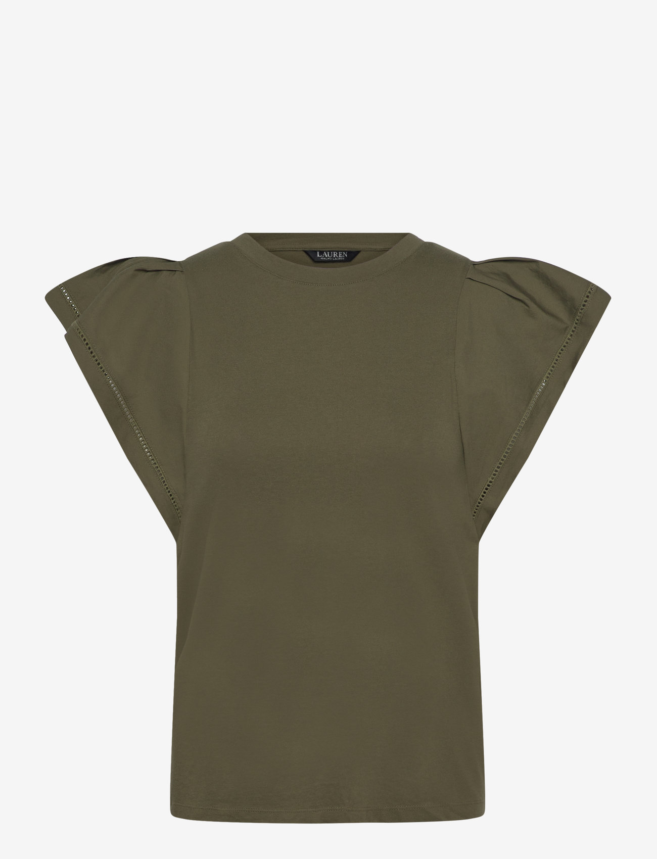 Lauren Ralph Lauren - Jersey Flutter-Sleeve Tee - t-shirts - olive grove - 0