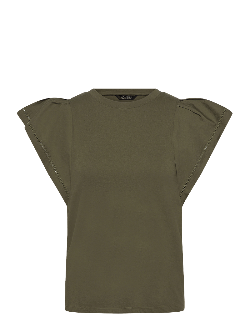 Lauren Ralph Lauren - Jersey Flutter-Sleeve Tee - t-shirts - olive grove - 0