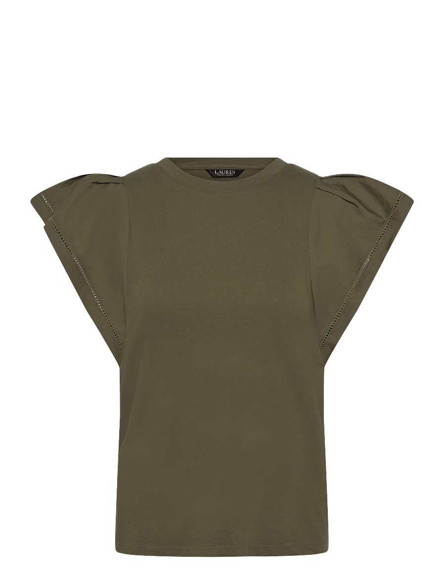 Lauren Ralph Lauren - Jersey Flutter-Sleeve Tee - olive grove - 0