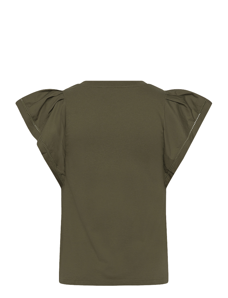 Lauren Ralph Lauren - Jersey Flutter-Sleeve Tee - t-shirts - olive grove - 1