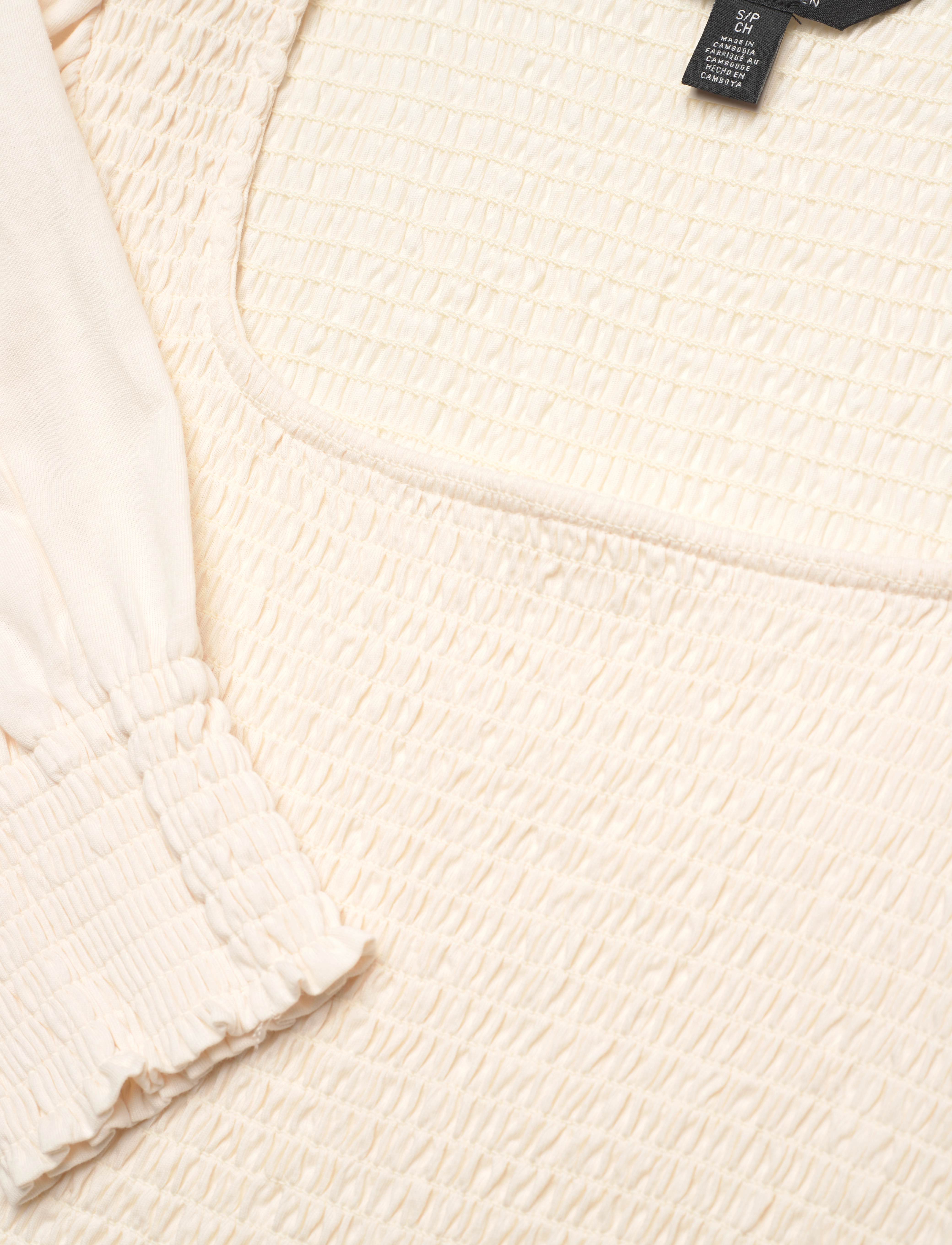 Lauren Ralph Lauren - Smocked Jersey Blouson-Sleeve Top - hauts à manches longues - mascarpone cream - 2