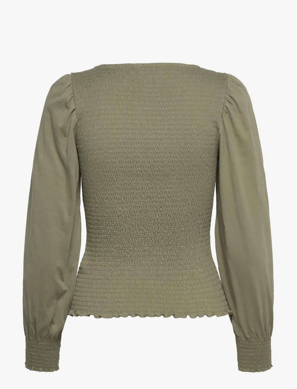 Lauren Ralph Lauren - Smocked Jersey Blouson-Sleeve Top - long-sleeved tops - sage green - 1