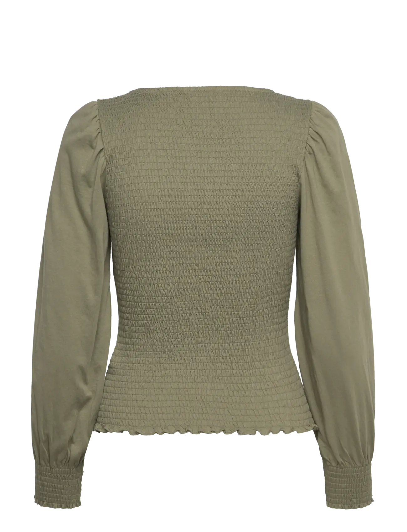 Lauren Ralph Lauren - Smocked Jersey Blouson-Sleeve Top - sage green - 1