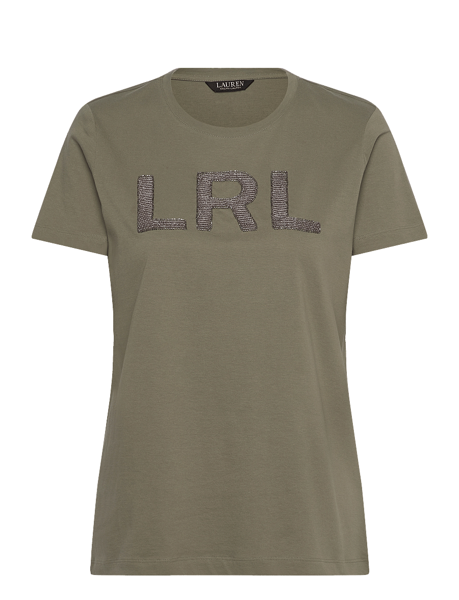 Lauren Ralph Lauren - Beaded-Logo Cotton Jersey Tee - sage green - 0
