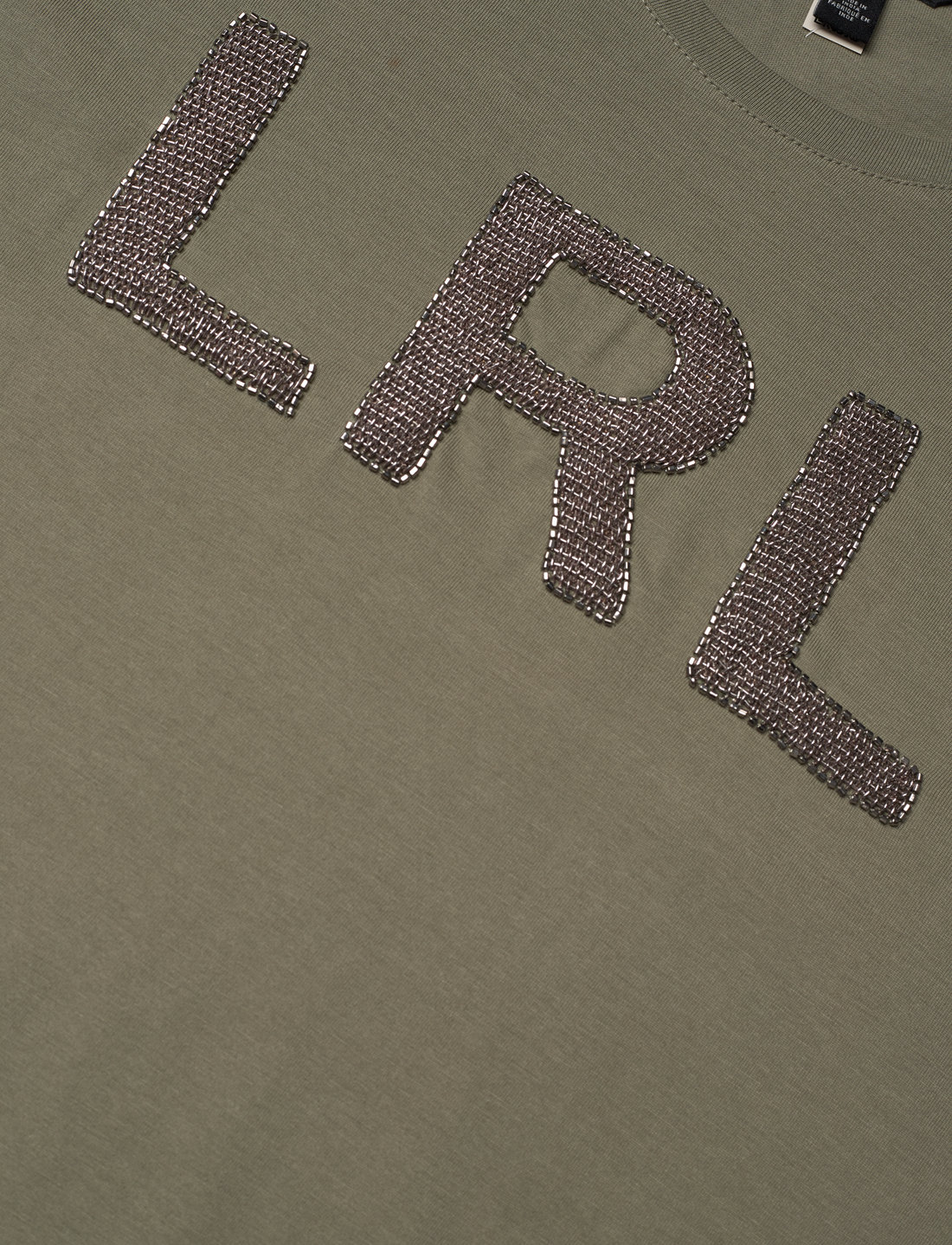 Lauren Ralph Lauren - Beaded-Logo Cotton Jersey Tee - t-shirts - sage green - 2