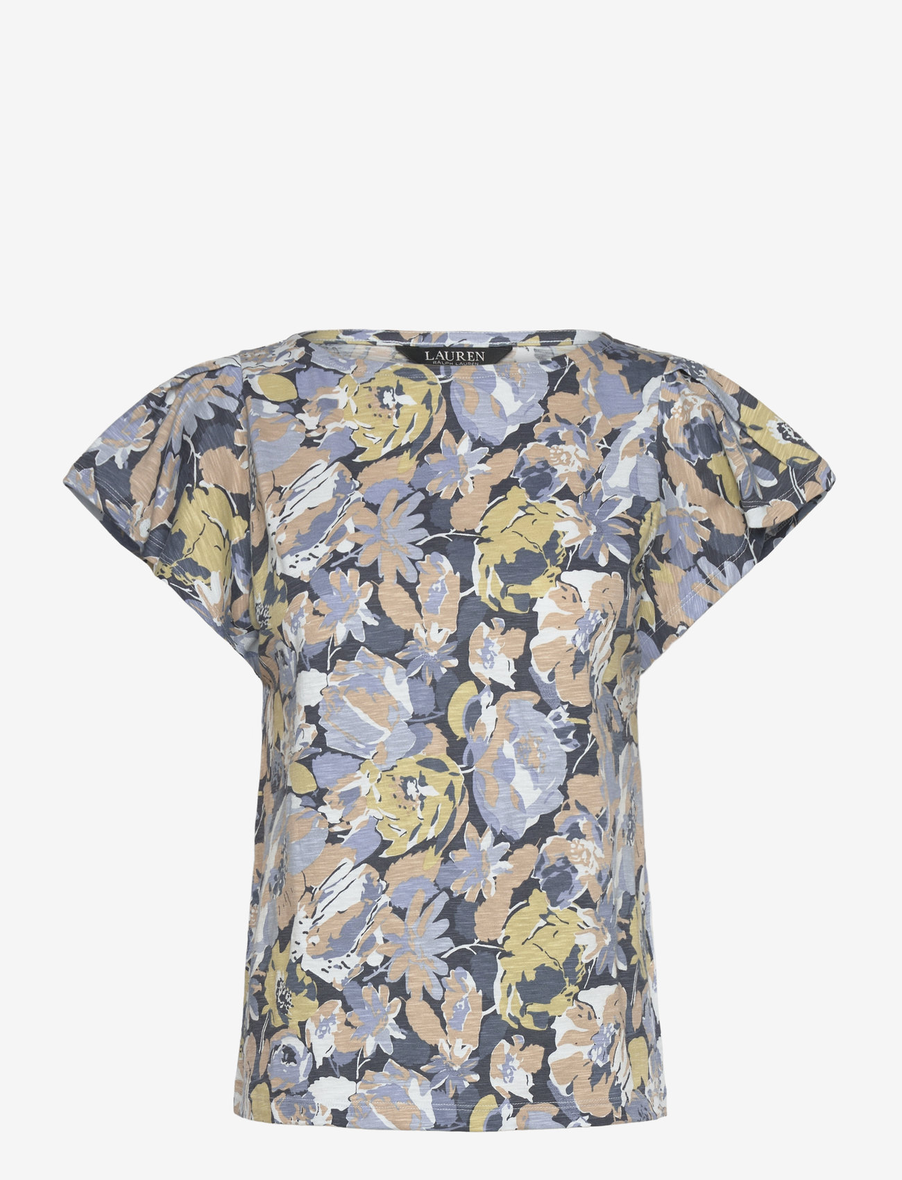 Lauren Ralph Lauren - Floral Slub Jersey Flutter-Sleeve Top - lühikeste varrukatega pluusid - blue multi - 0