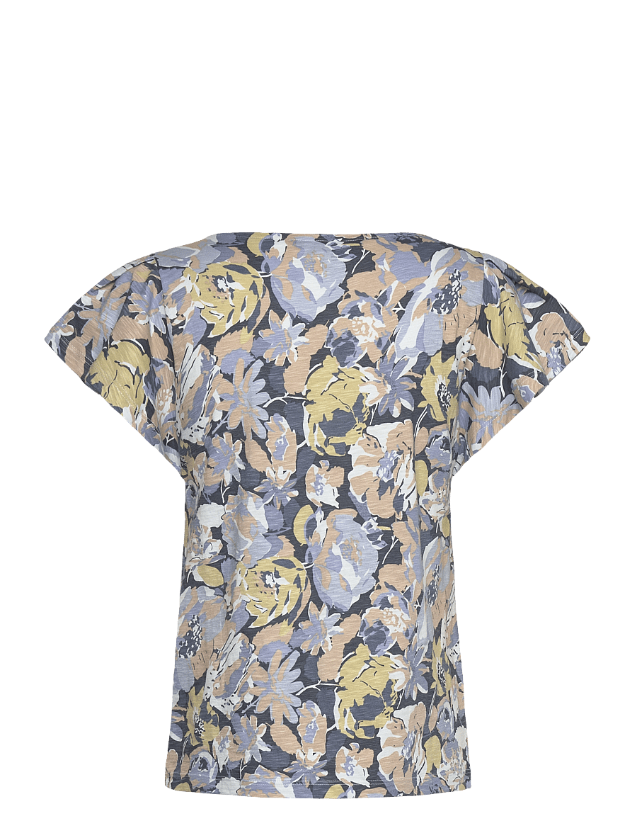 Lauren Ralph Lauren - Floral Slub Jersey Flutter-Sleeve Top - short-sleeved blouses - blue multi - 1