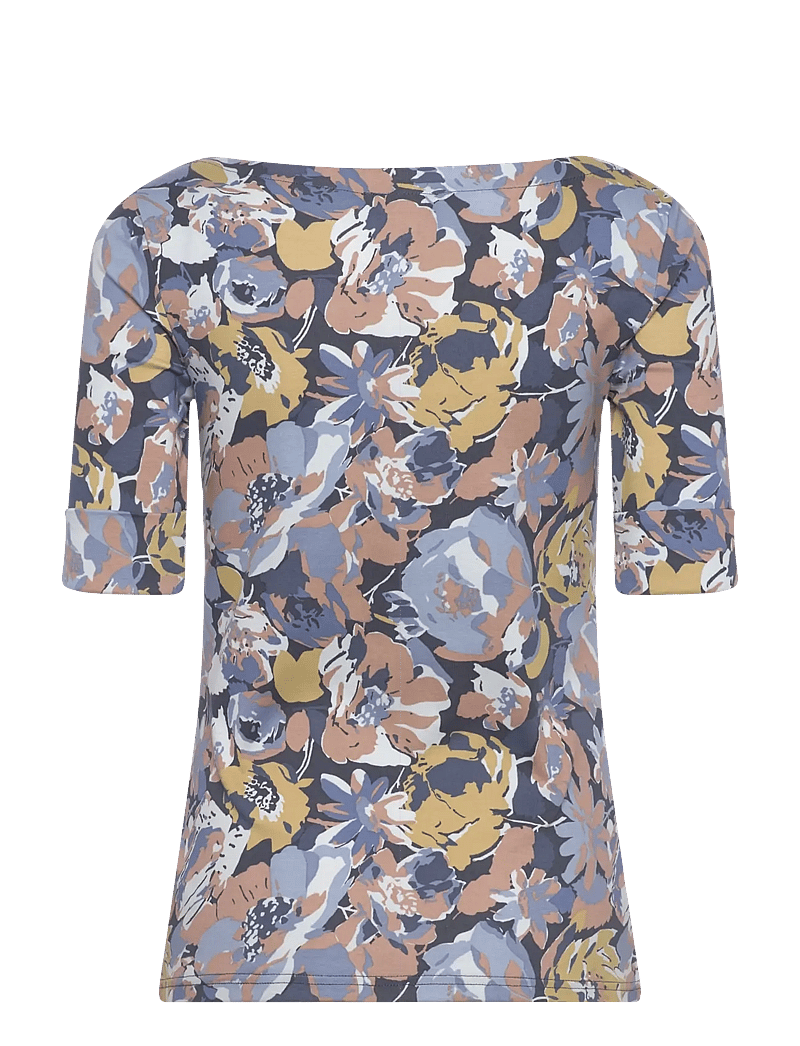 Lauren Ralph Lauren - Floral Stretch Cotton Boatneck Tee - t-särgid - blue multi - 1