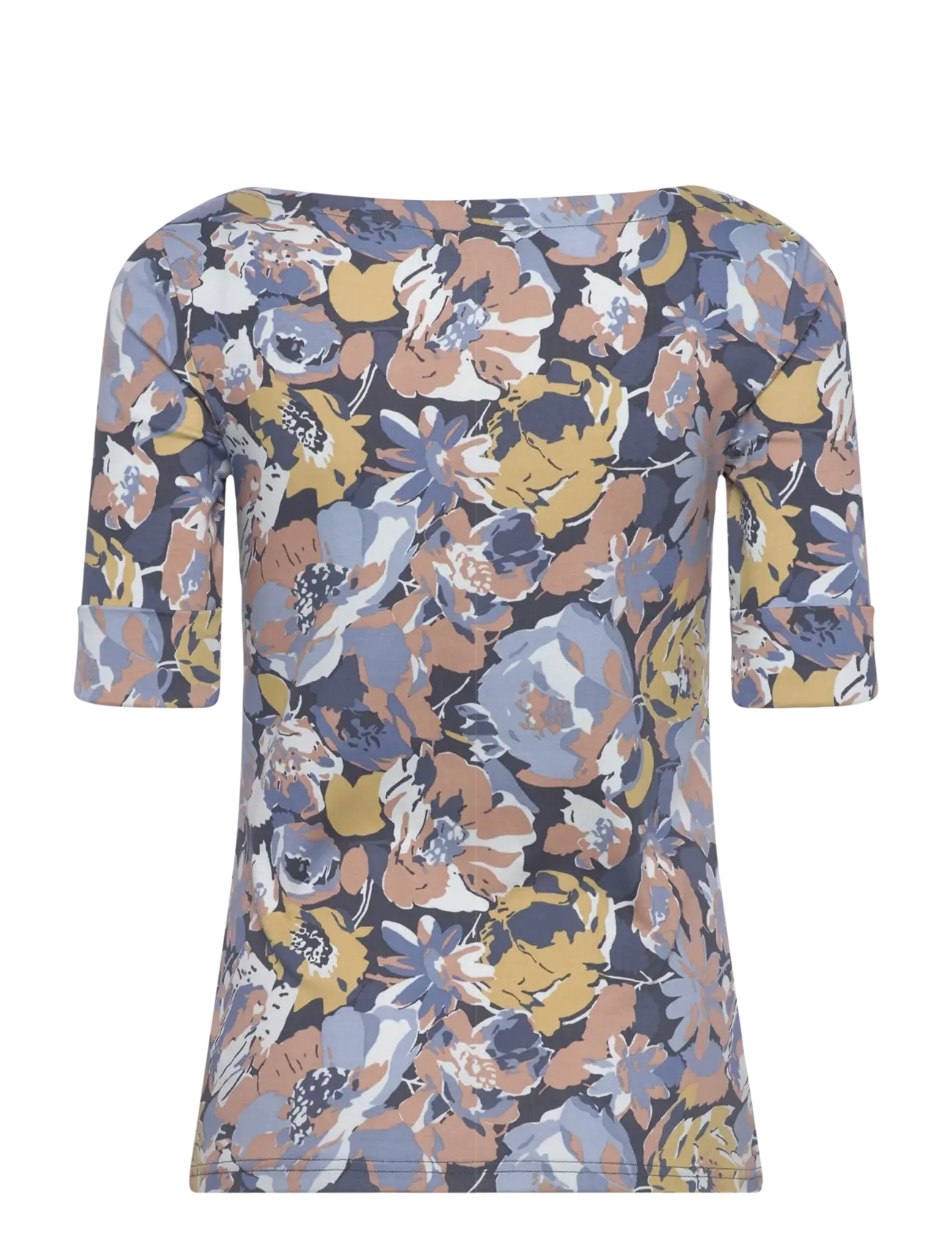 Lauren Ralph Lauren - Floral Stretch Cotton Boatneck Tee - t-särgid - blue multi - 1