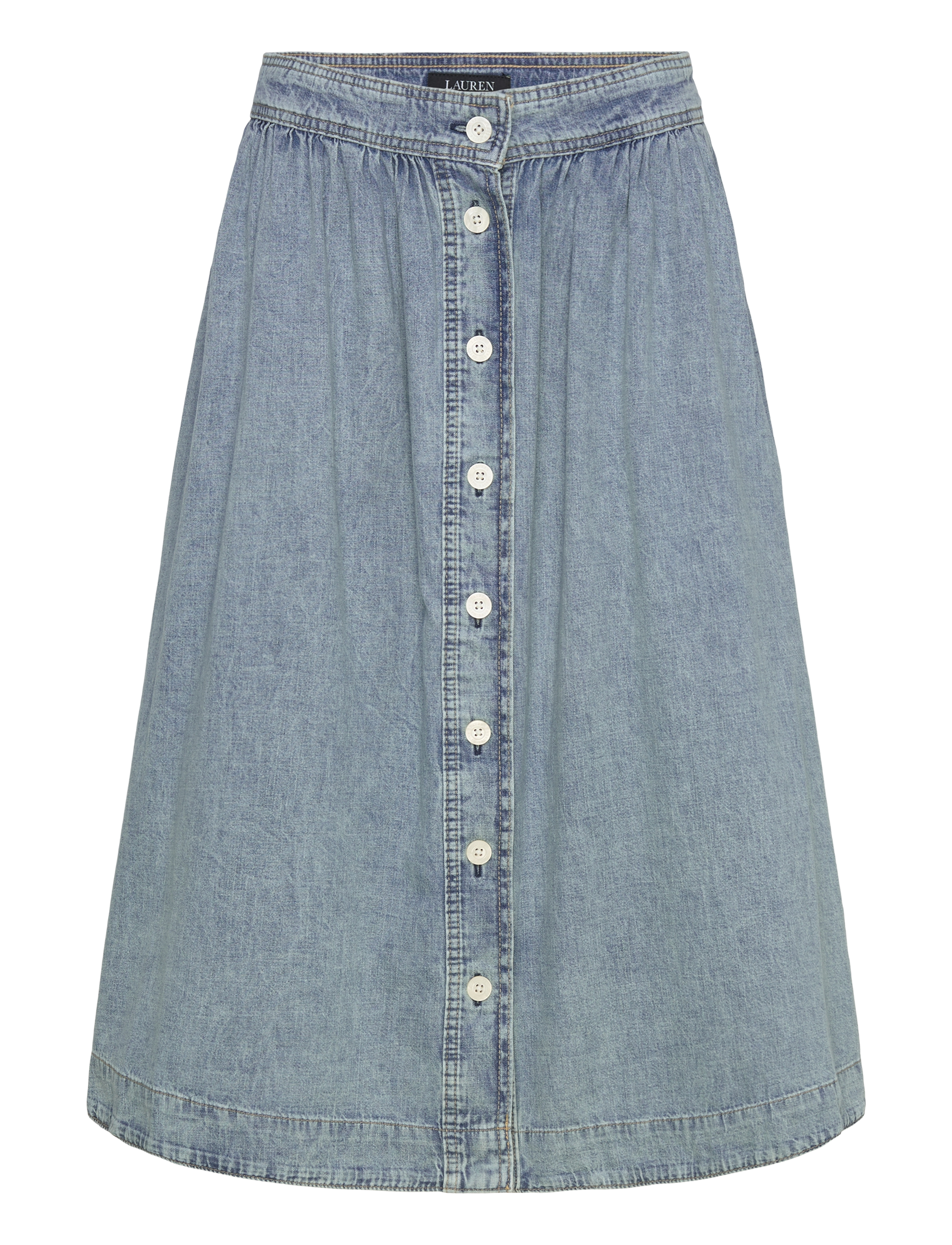 LAUREN RALPH LAUREN Button-Front Denim Rock Blau - 44 - Damen