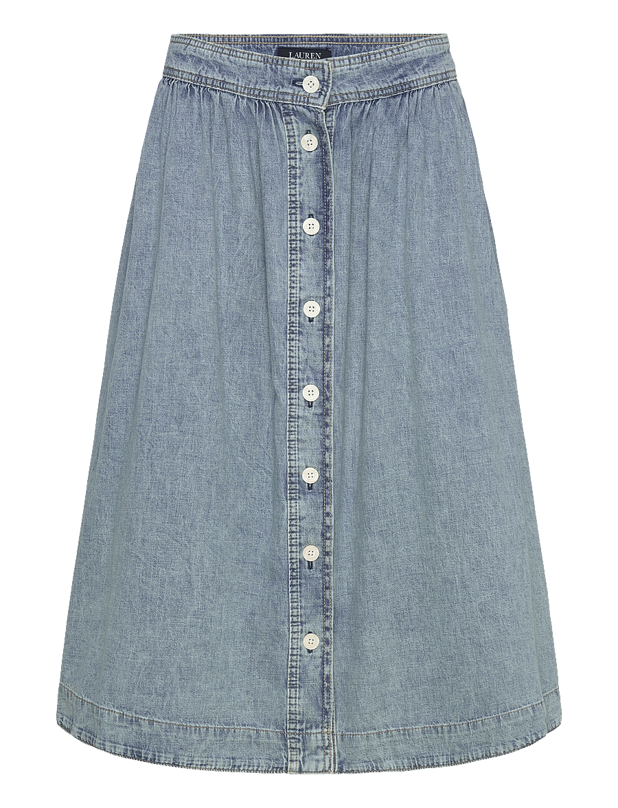 Lauren Ralph Lauren - Button-Front Denim Skirt - denimnederdele - alicia wash - 0