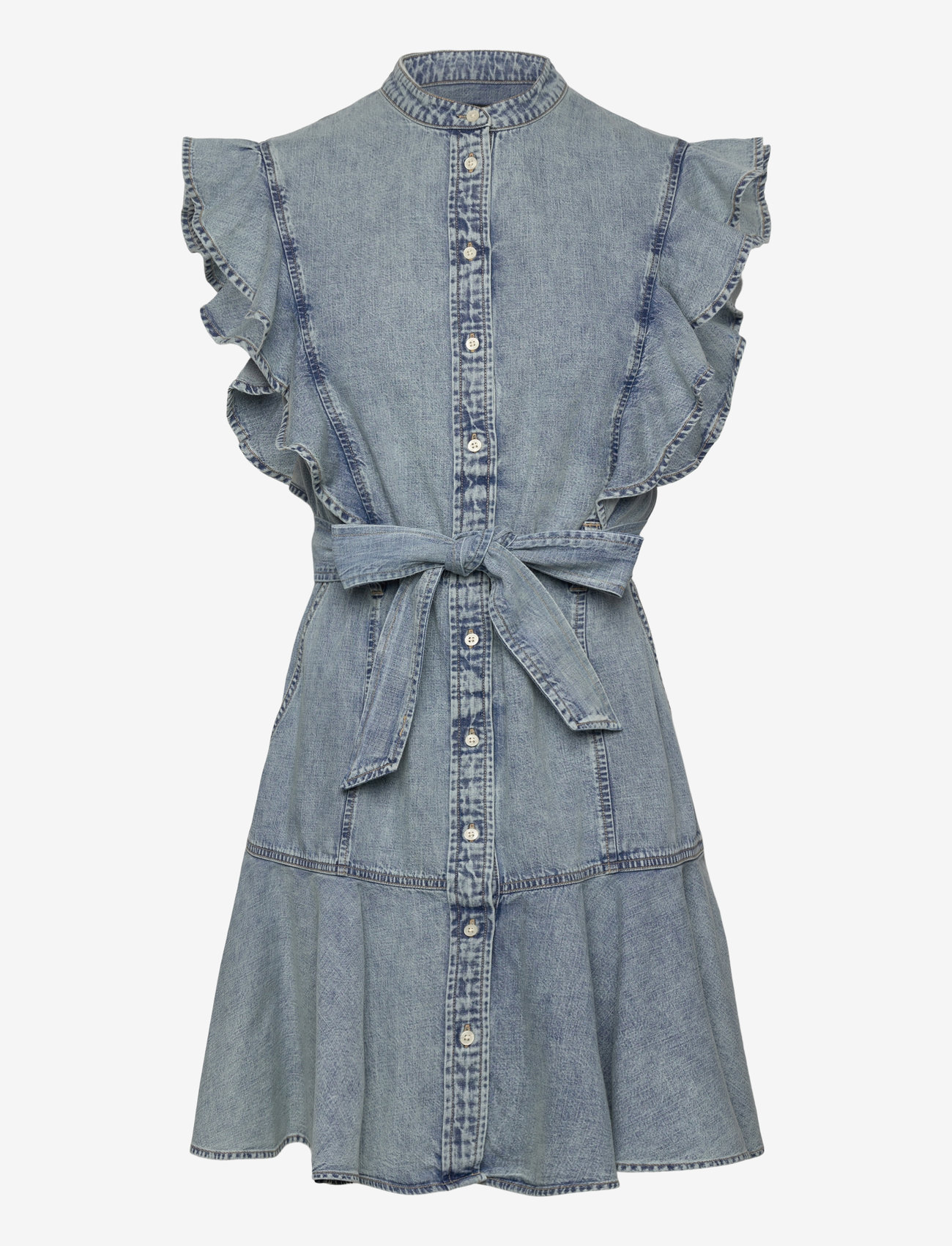 Lauren Ralph Lauren - Belted Denim Flutter-Sleeve Shirtdress - alicia wash - 0