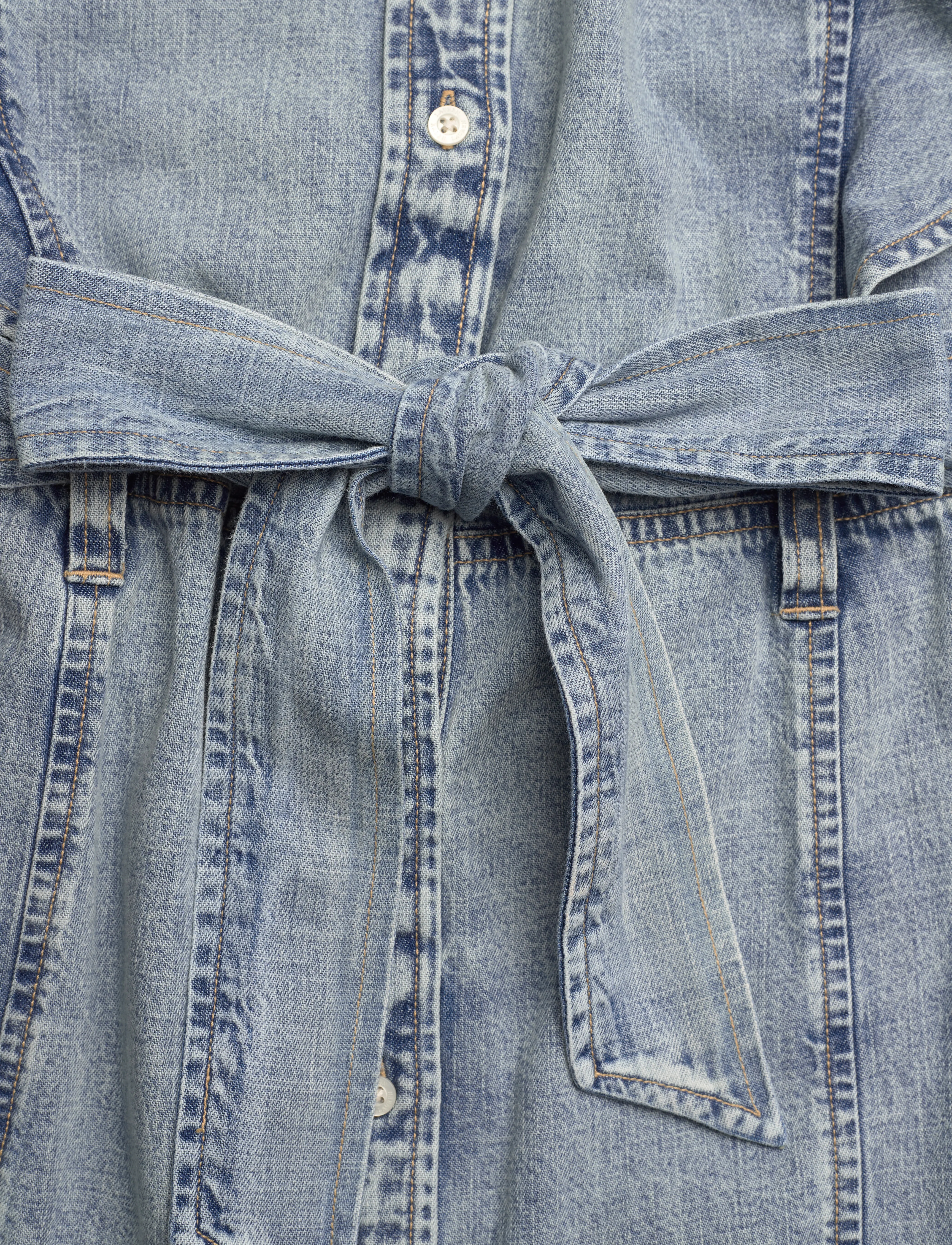 Lauren Ralph Lauren - Belted Denim Flutter-Sleeve Shirtdress - alicia wash - 4
