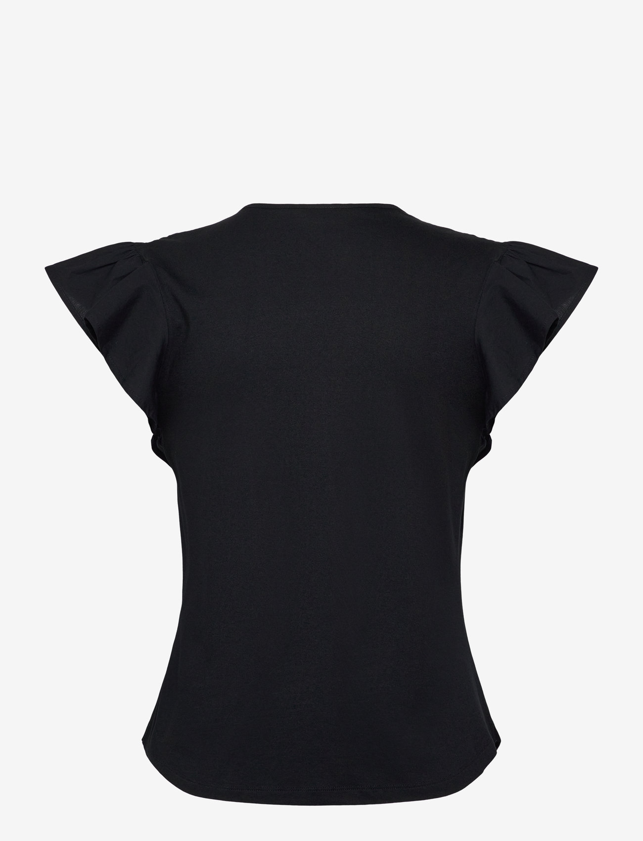 Lauren Ralph Lauren - Lace-Trim Jersey Flutter-Sleeve Tee - Ärmellose blusen - black - 1