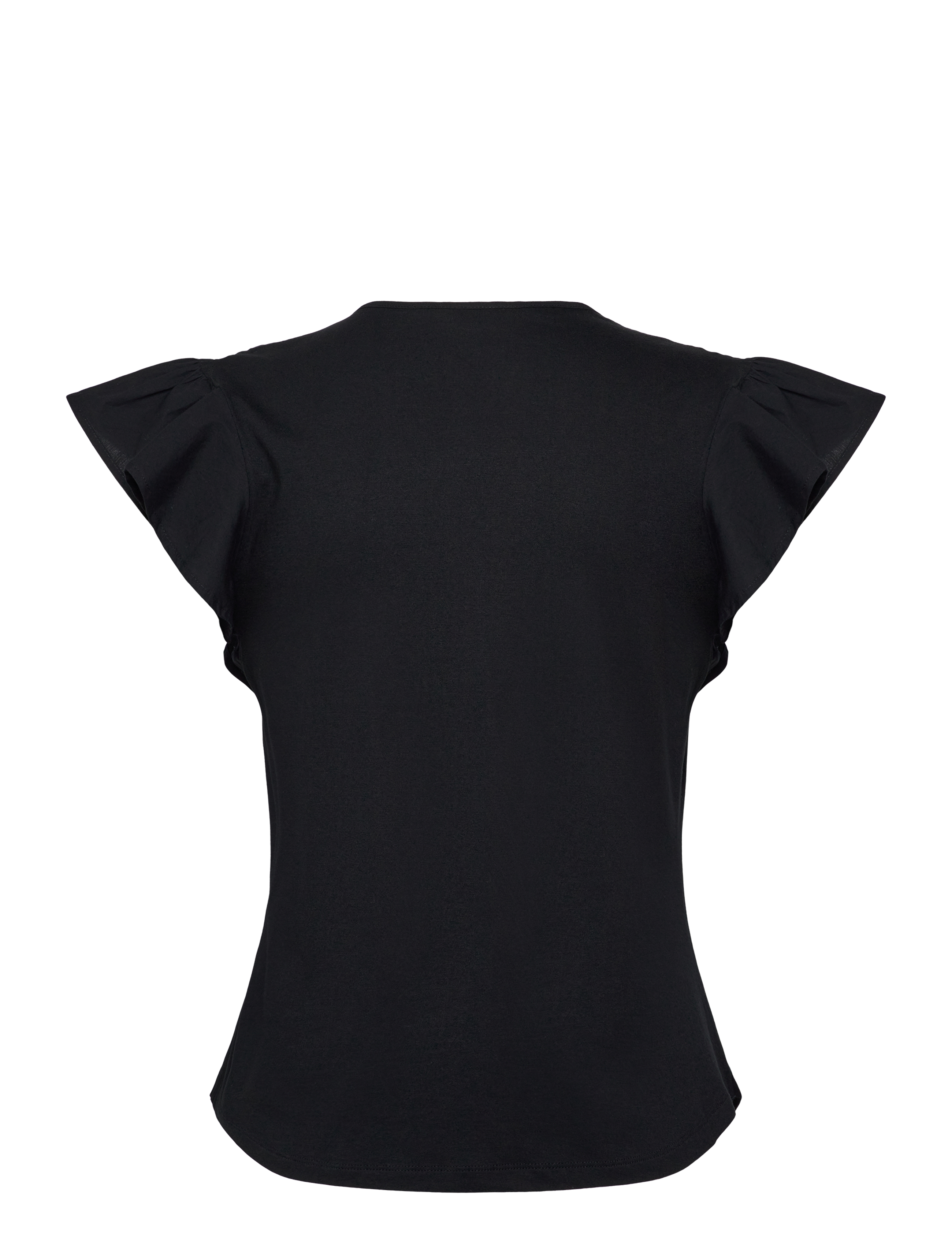 Lauren Ralph Lauren - Lace-Trim Jersey Flutter-Sleeve Tee - Ærmeløse bluser - black - 1