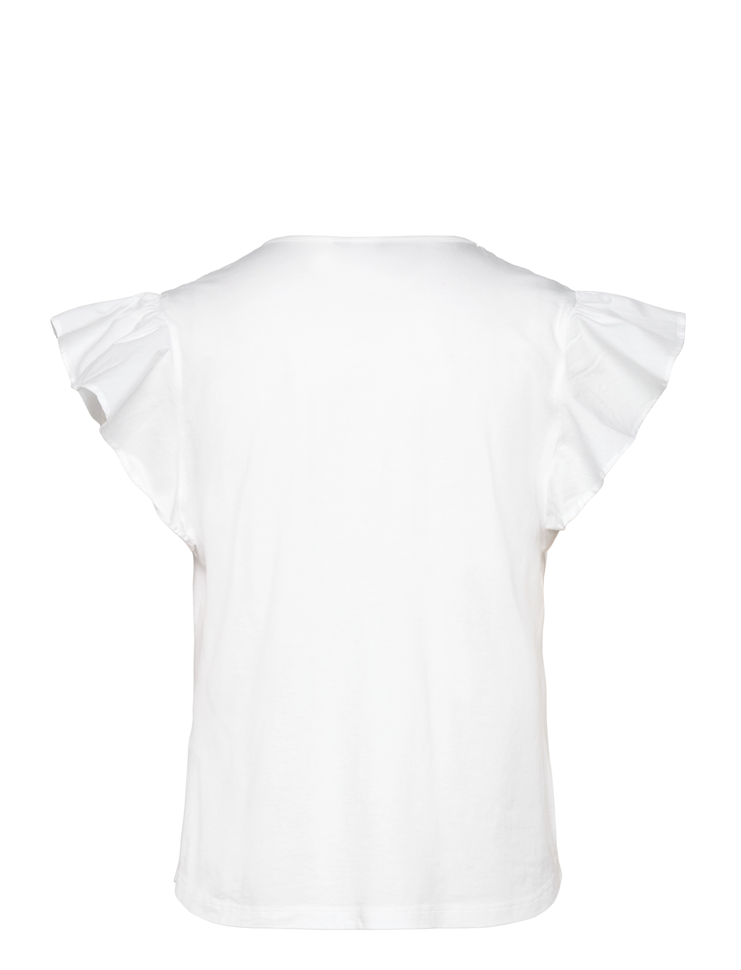 Lauren Ralph Lauren - Lace-Trim Jersey Flutter-Sleeve Tee - Ärmellose blusen - white - 1