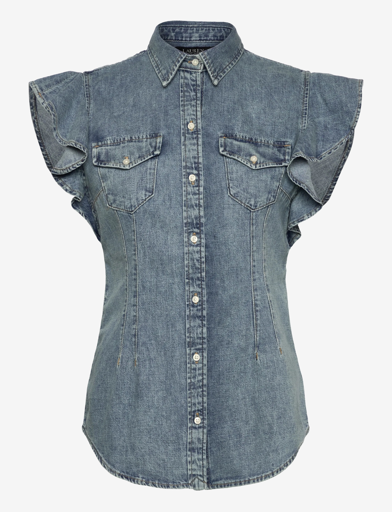 Lauren Ralph Lauren - Denim Flutter-Sleeve Shirt - alicia wash - 0
