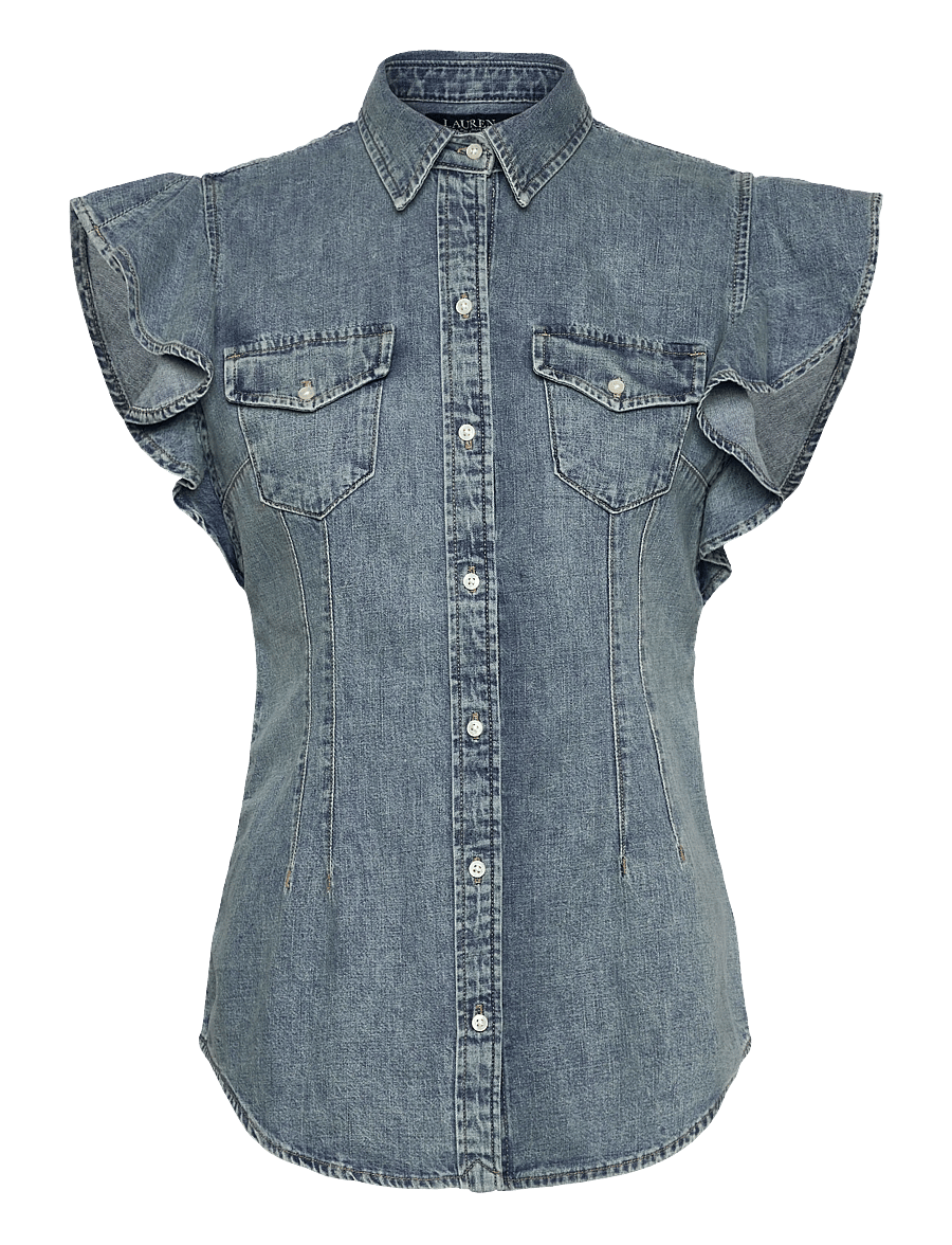 Lauren Ralph Lauren - Denim Flutter-Sleeve Shirt - alicia wash - 0