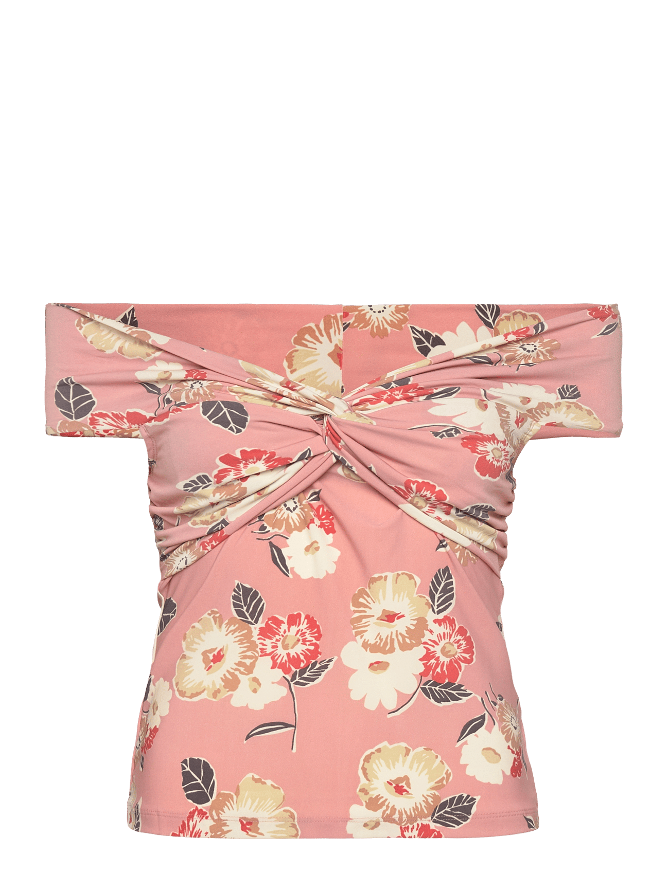 Floral Twist-Front Off-the-Shoulder Top - PINK MULTI