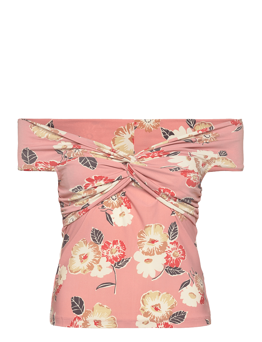 Lauren Ralph Lauren - Floral Twist-Front Off-the-Shoulder Top - Ärmellose blusen - pink multi - 0