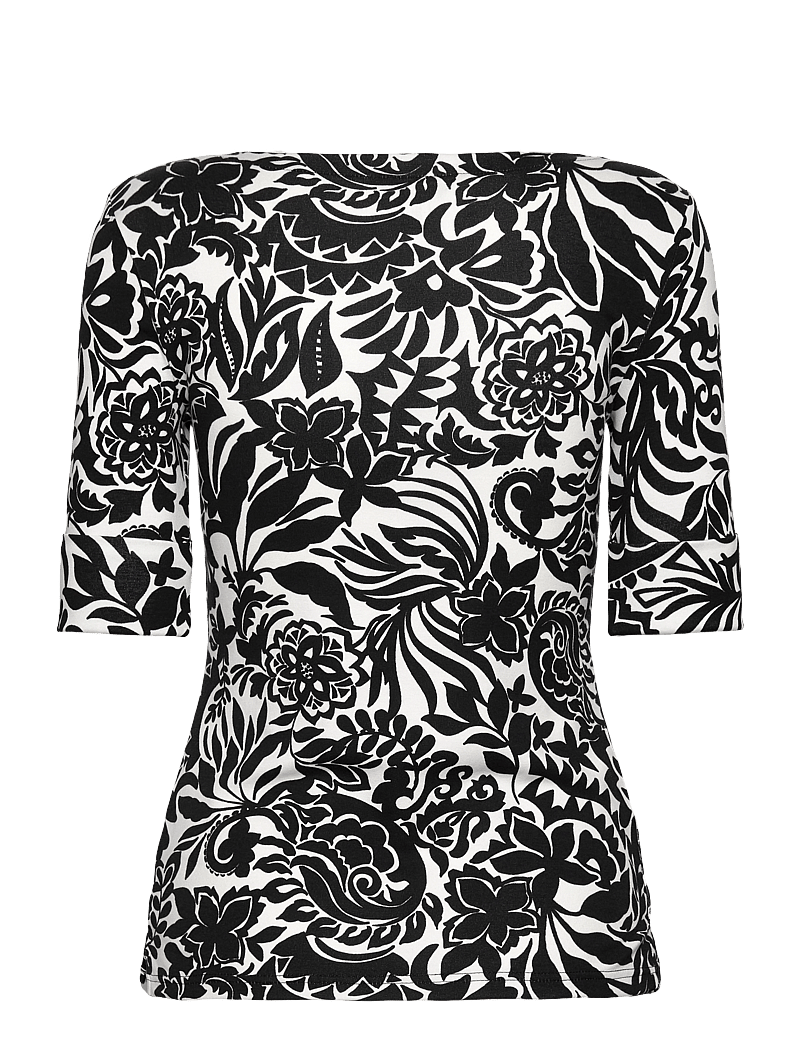 Lauren Ralph Lauren - Floral Stretch Cotton Boatneck Tee - t-särgid - cream/black - 1