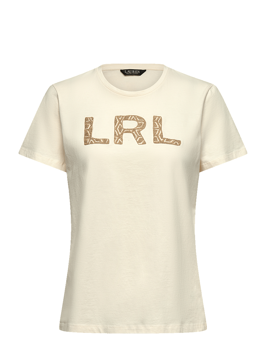 Lauren Ralph Lauren - French Knot-Logo Cotton Jersey Tee - mascarpone cream - 0