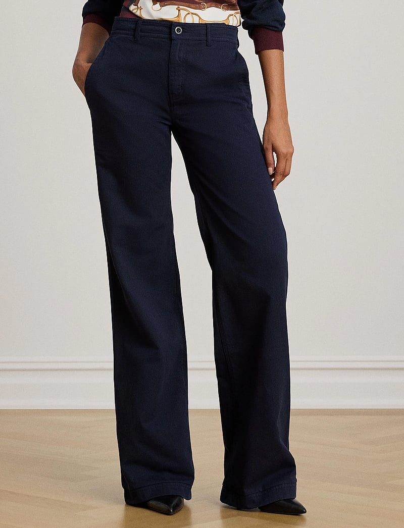 Lauren Ralph Lauren - Cotton Twill Wide-Leg Pant - „chino“ stiliaus kelnės - lauren navy - 0